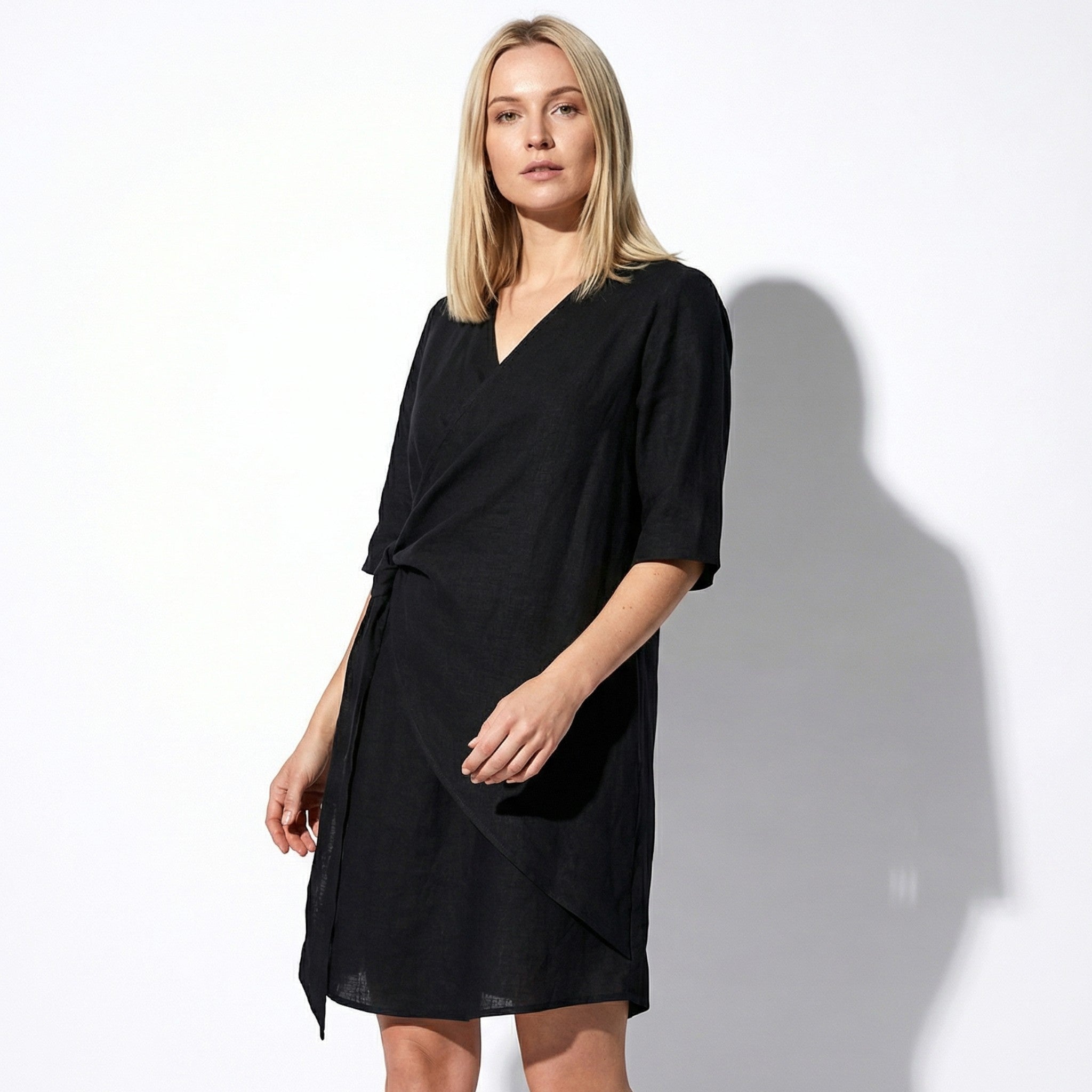 Kate - Women's Asymmetric Summer Mini Dress - Mini Dresses - Black - Parker&Brooks