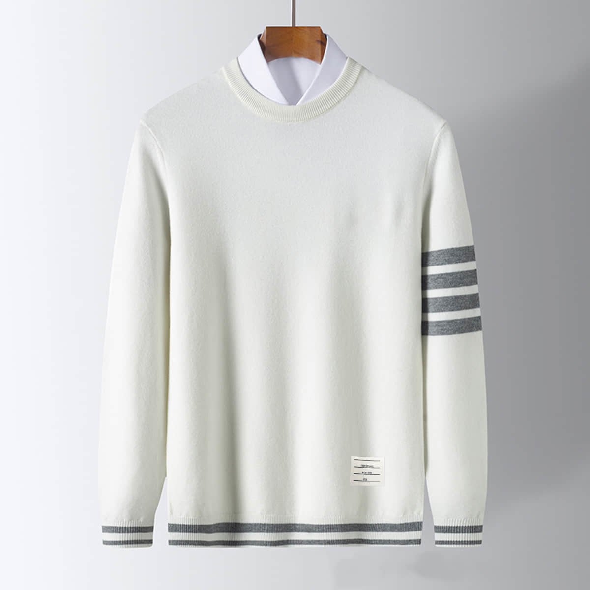 Nils – Men’s Cotton Knit Sweater with Stripe Pattern