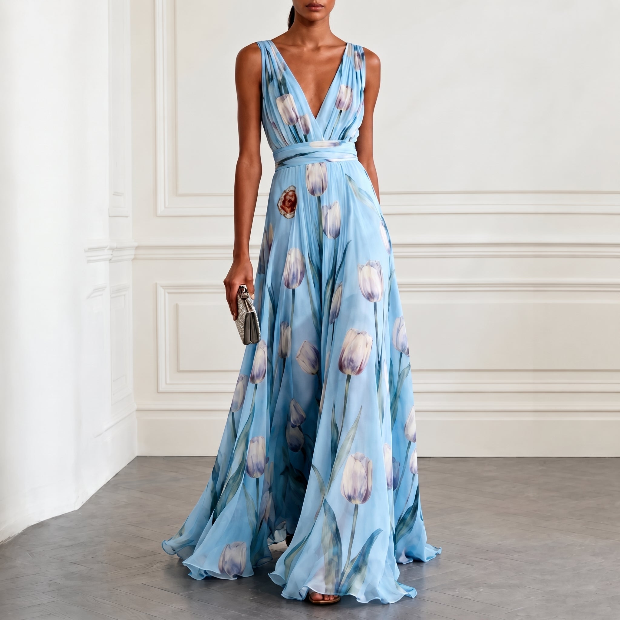 Klara - Women's Bridesmaid Floral Wrap Maxi Dress