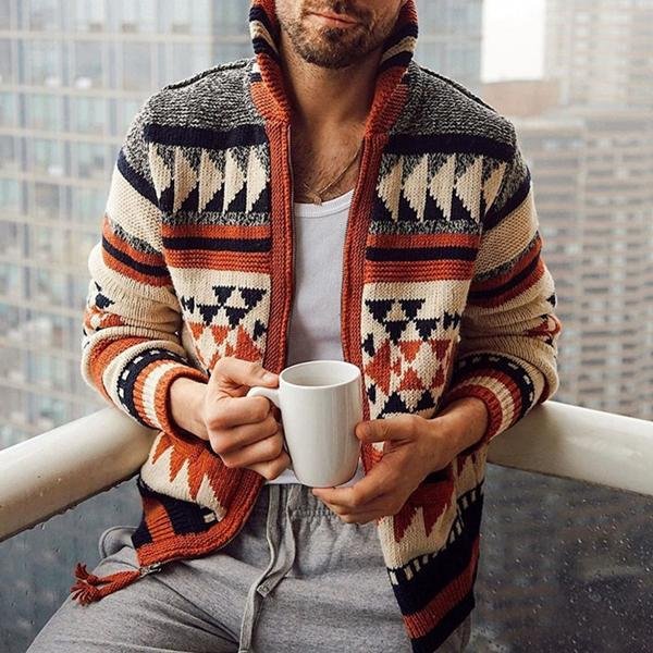 Lars – Modern Cardigan with Geometric Design