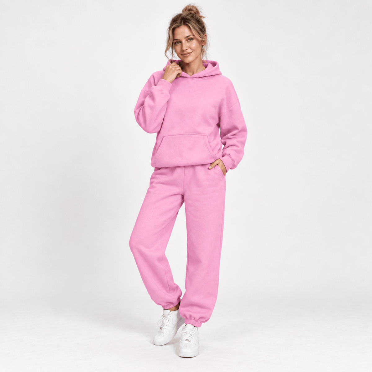 Lena - Women's Oversized Hoodie and Jogger Two-Piece Set - Loungewear Sets - Pink - Parker&Brooks