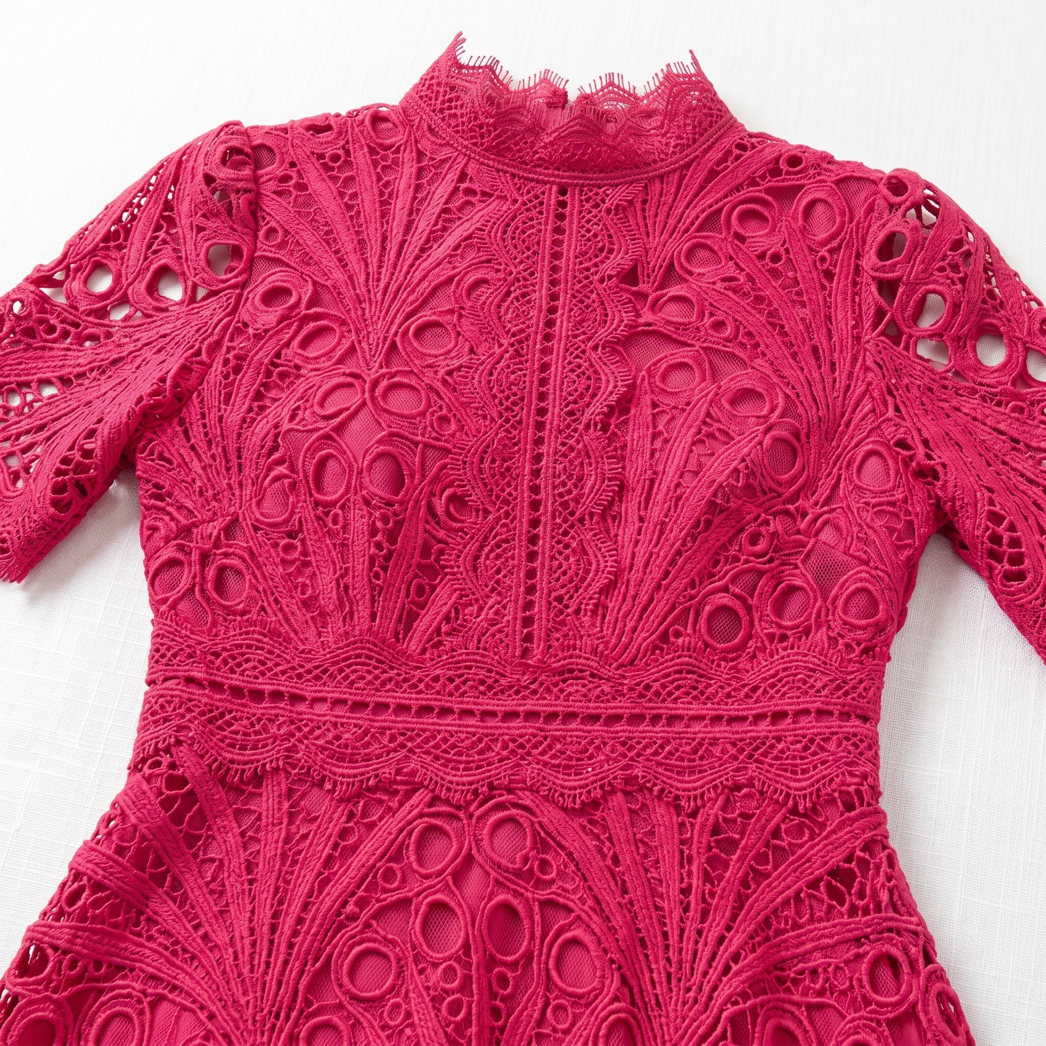 Lexi - Women's Lace Midi Dress - Dresses - Pink - Parker&Brooks
