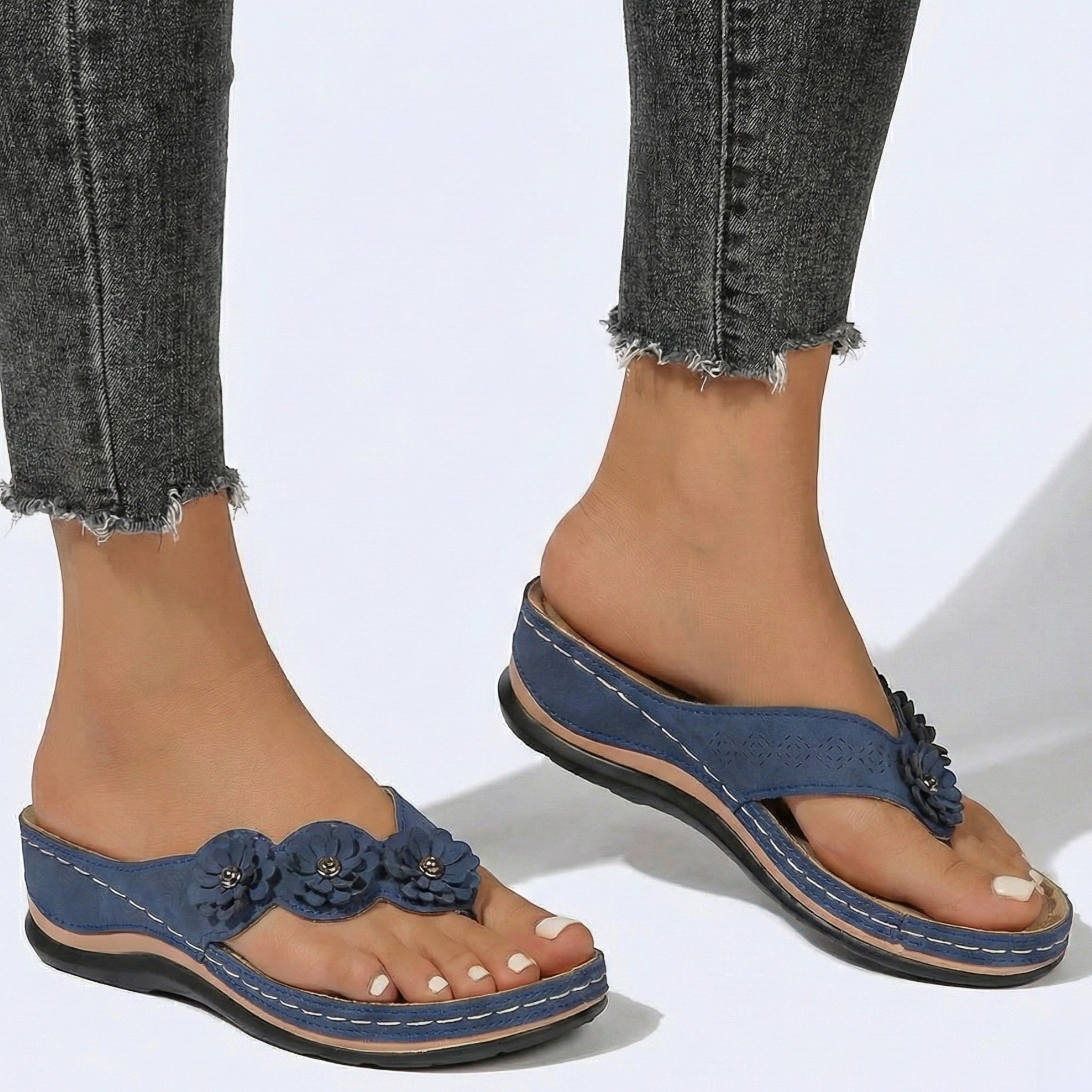 Liana - Women's Orthopedic Wedge Sandals - Sandals - Blue - Parker&Brooks