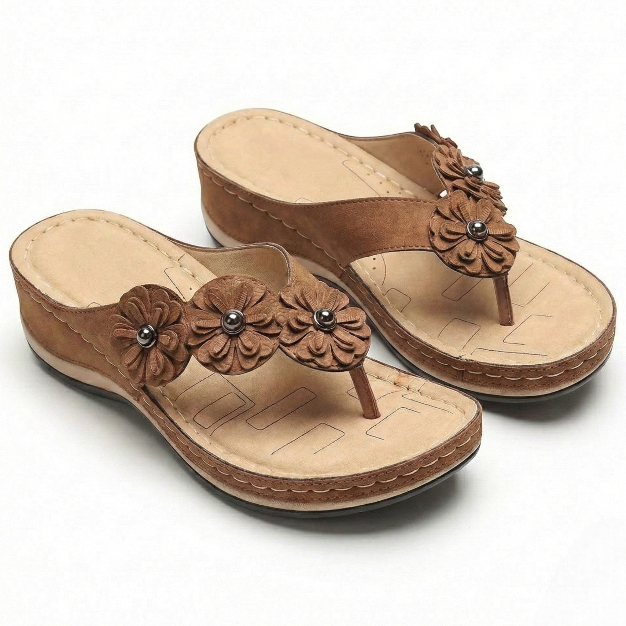 Liana - Women's Orthopedic Wedge Sandals - Sandals - Brown - Parker&Brooks