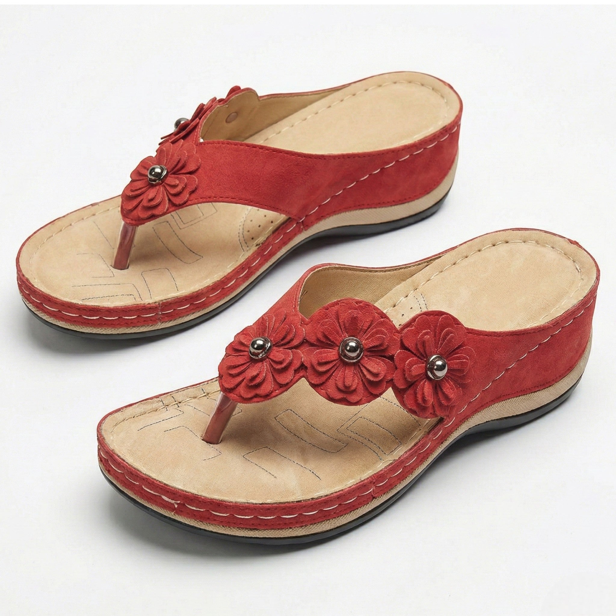 Liana - Women's Orthopedic Wedge Sandals - Sandals - Red - Parker&Brooks