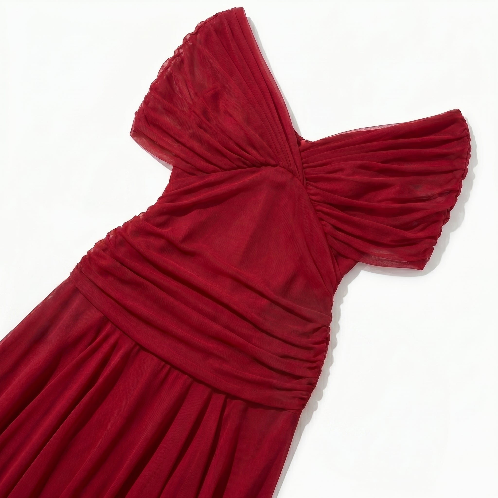 Lily - Women's Evening Ruched Maxi Dress - Dress - Red - Parker&Brooks