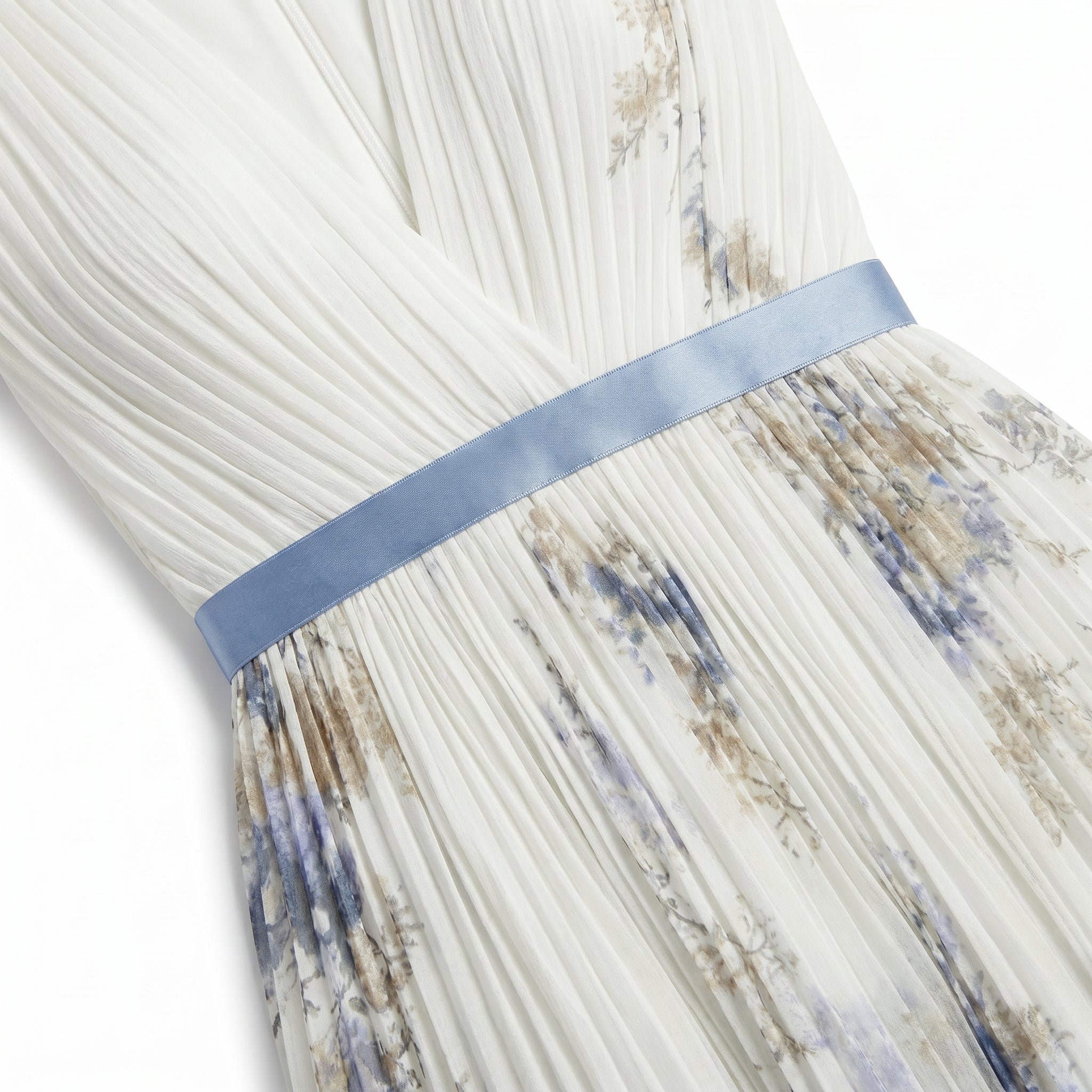 Lily - Women's V - Neck Pleated Maxi Dress - Dresses - White - Parker&Brooks