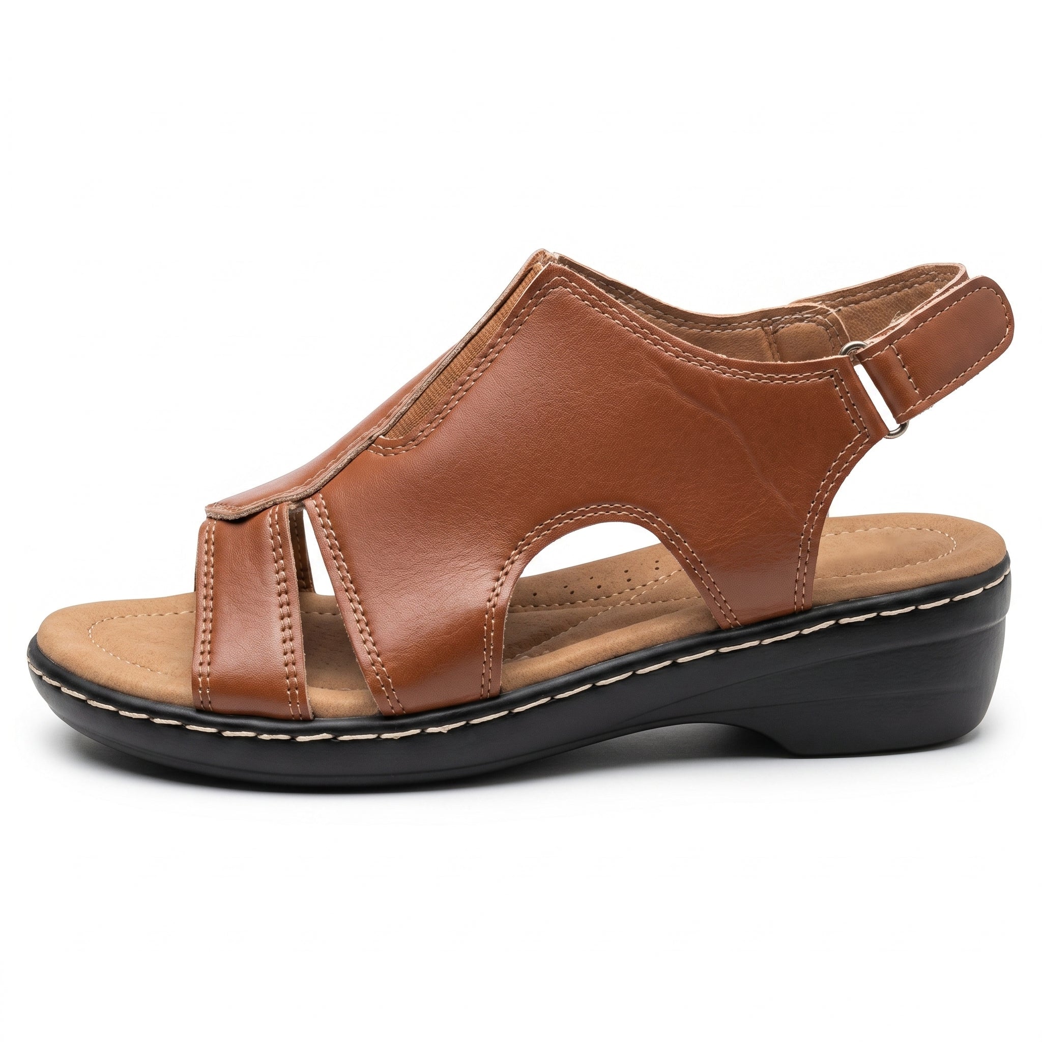 Louise - Women's Orthopedic Cut-Out Wedge Sandals - Sandals - Brown - Parker&Brooks