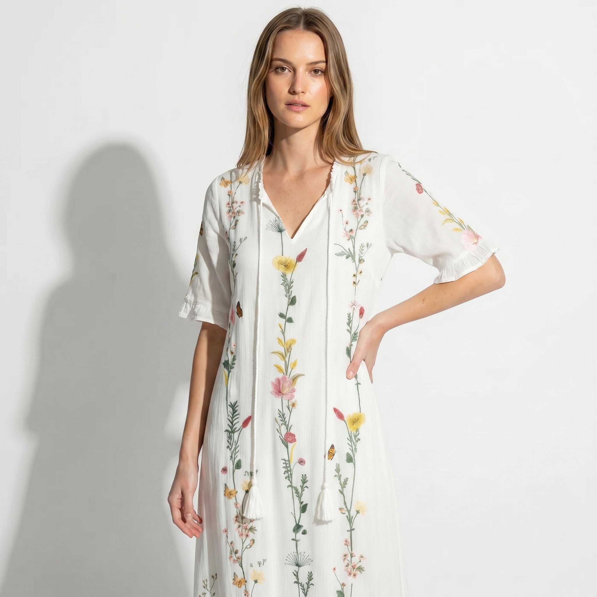 Lucy - Women's Summer Maxi Dress - Dresses - White - Parker&Brooks