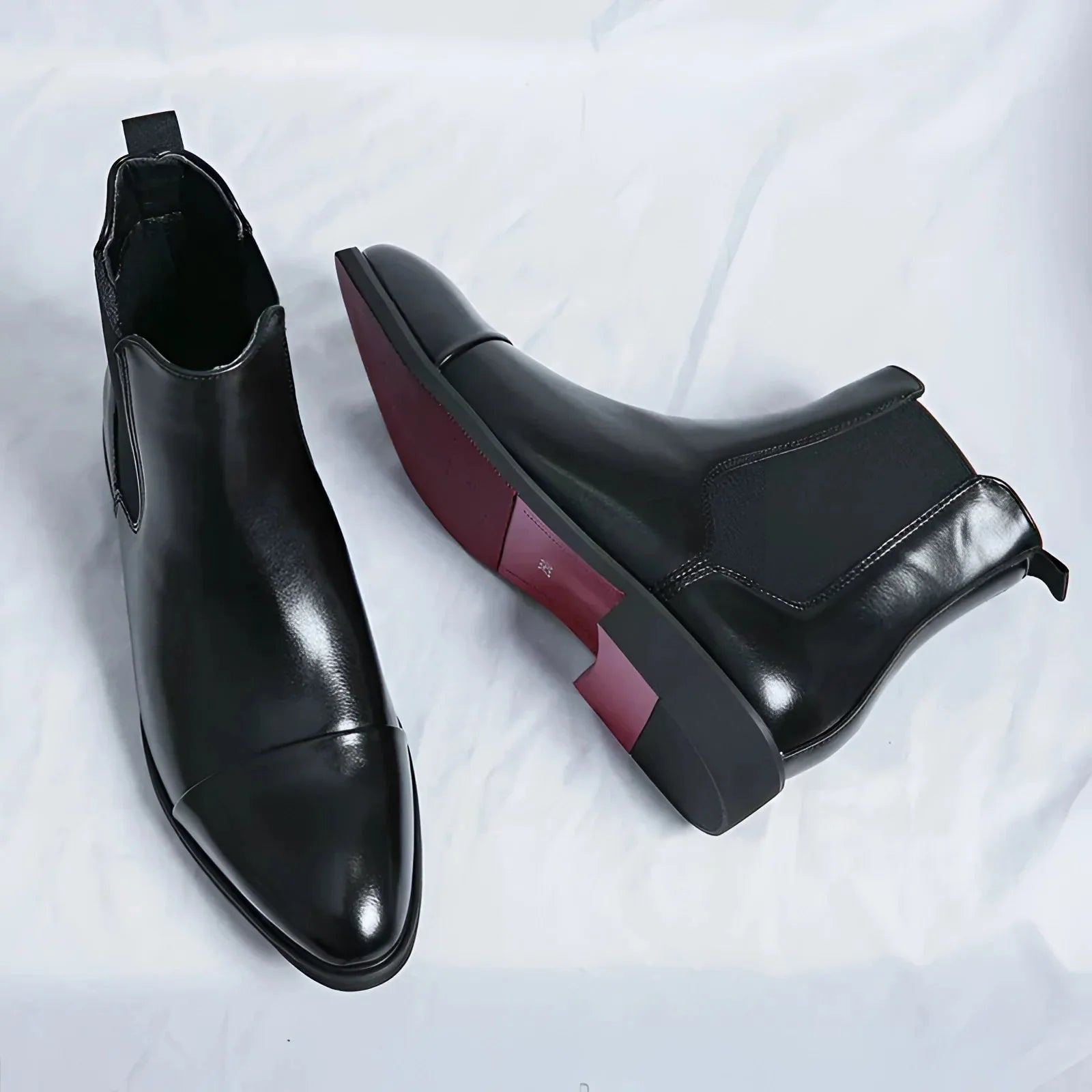 Lukas – Chelsea Boots with Smooth Finish and Red Sole