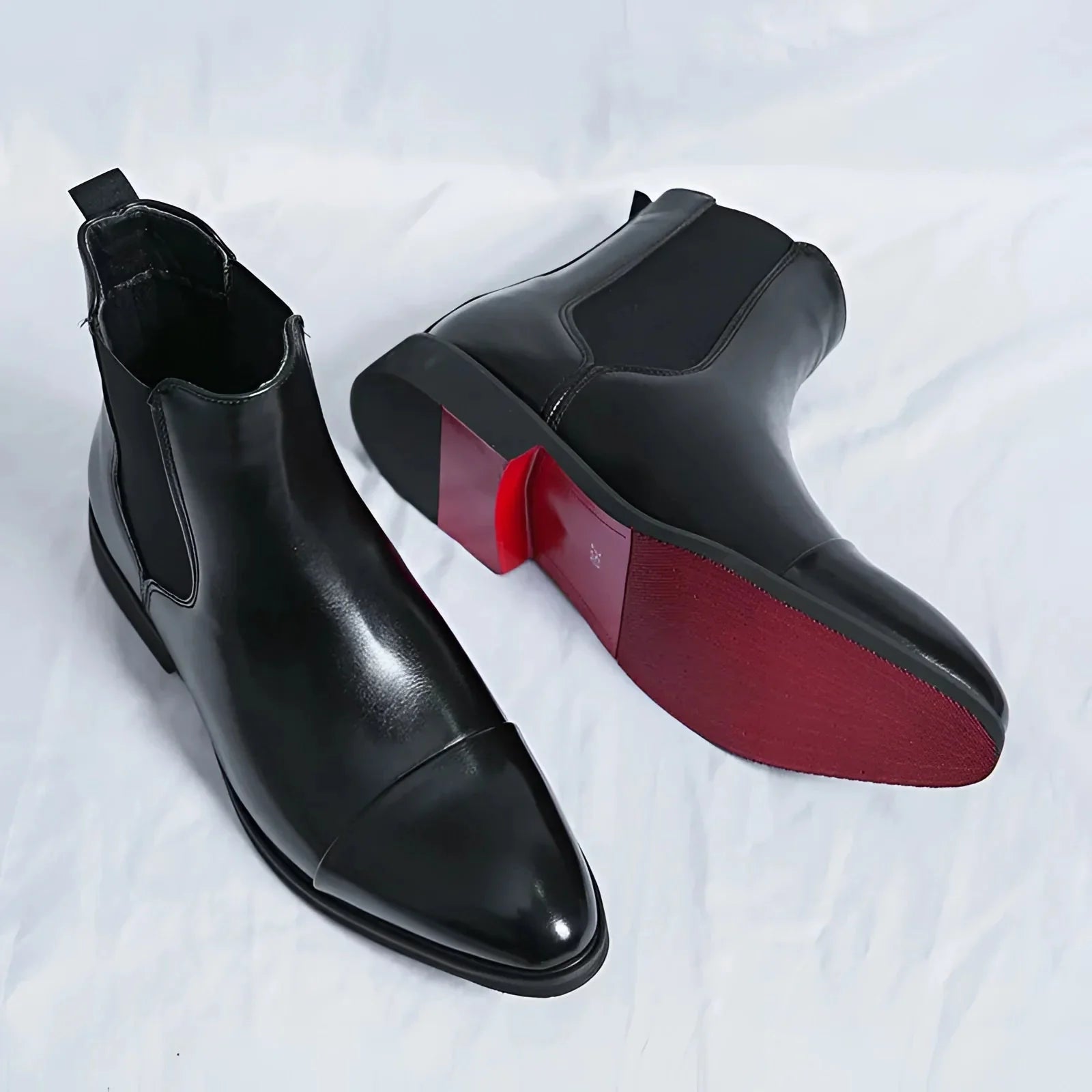 Lukas – Chelsea Boots with Smooth Finish and Red Sole