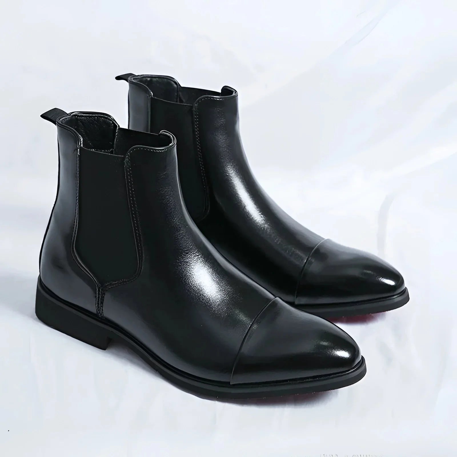 Lukas – Chelsea Boots with Smooth Finish and Red Sole