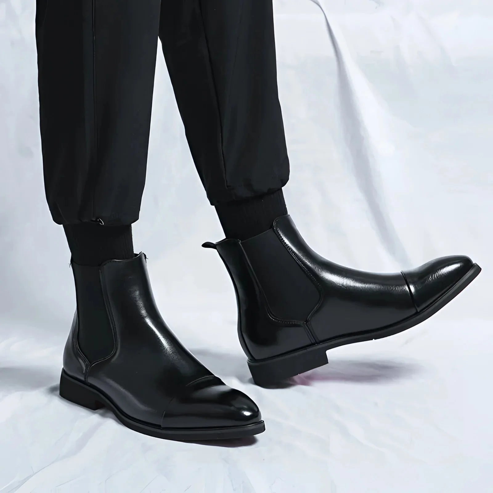 Lukas – Chelsea Boots with Smooth Finish and Red Sole