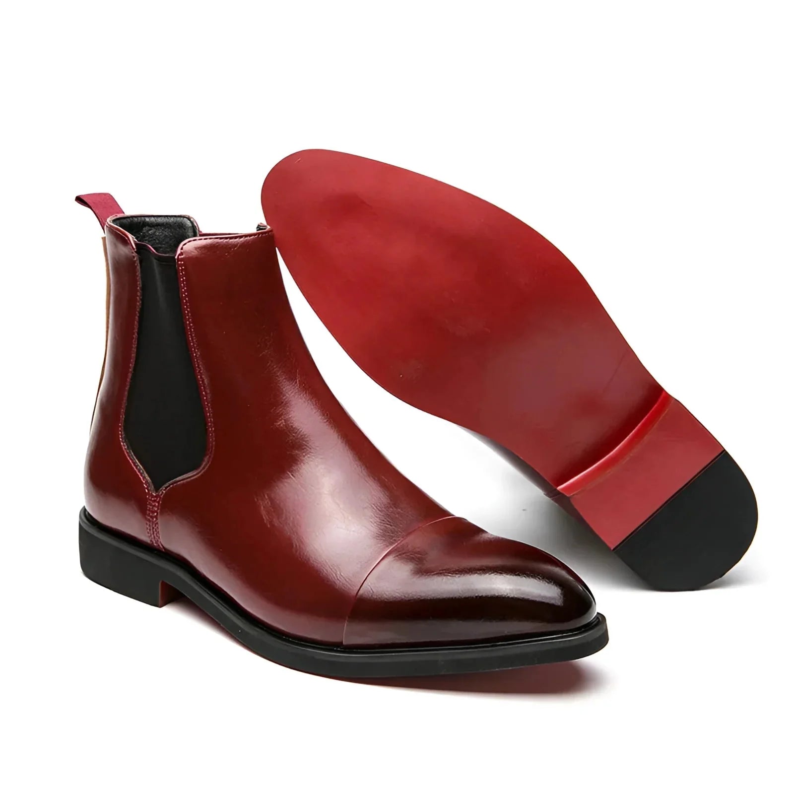 Lukas – Chelsea Boots with Smooth Finish and Red Sole