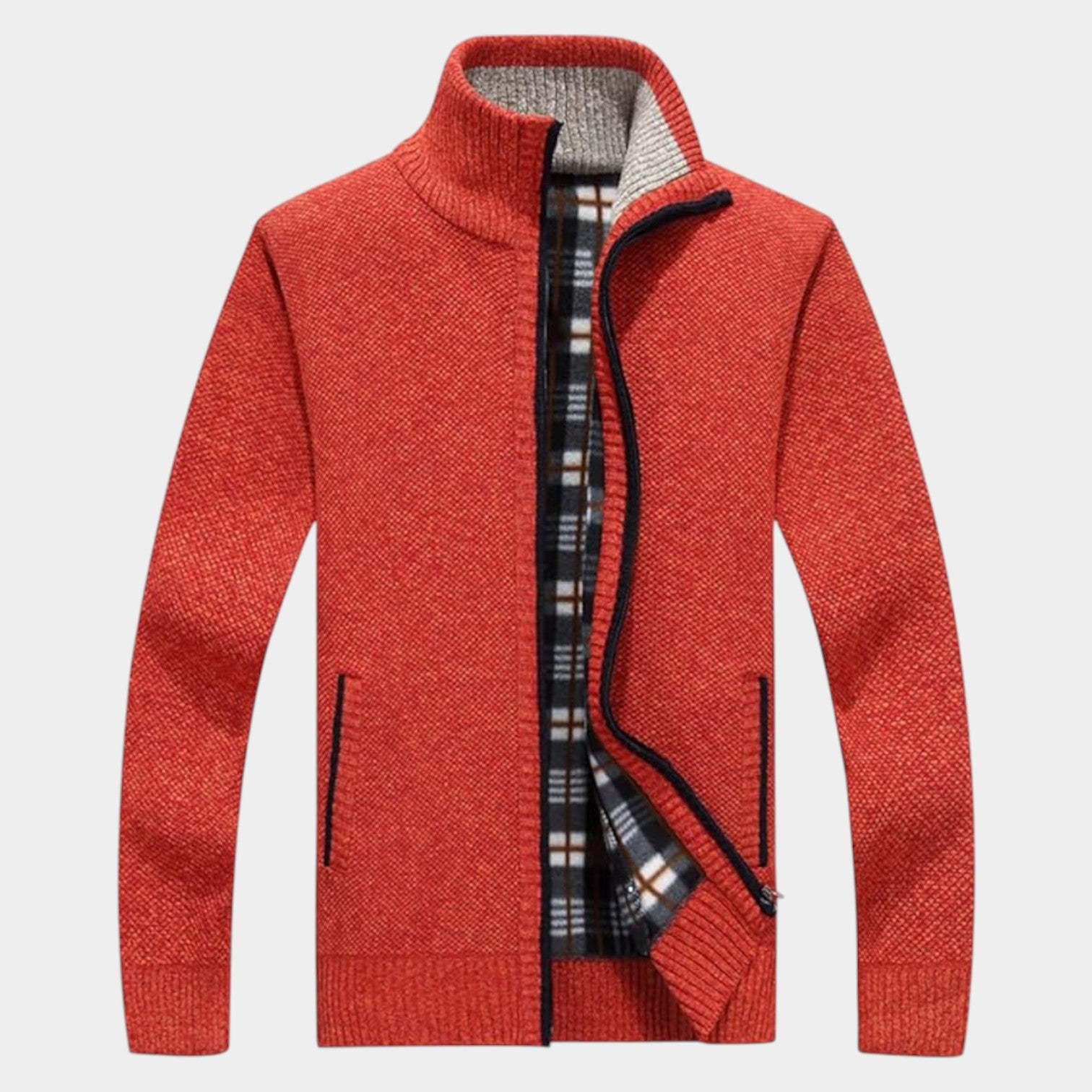 Men’s Wool Jacket with Zipper and Stand Collar