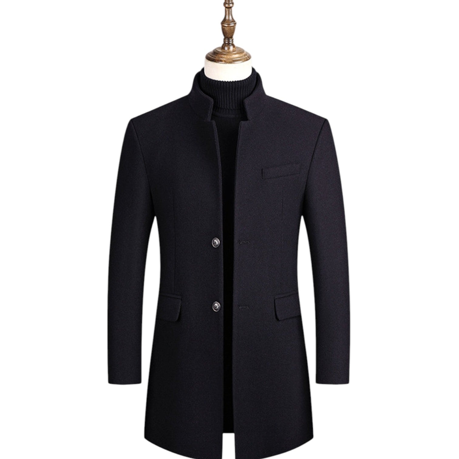 Lukas - Wool Coat with Stand-Up Collar