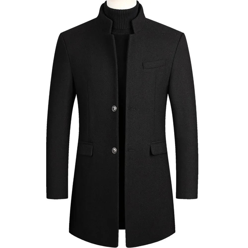 Lukas - Wool Coat with Stand-Up Collar
