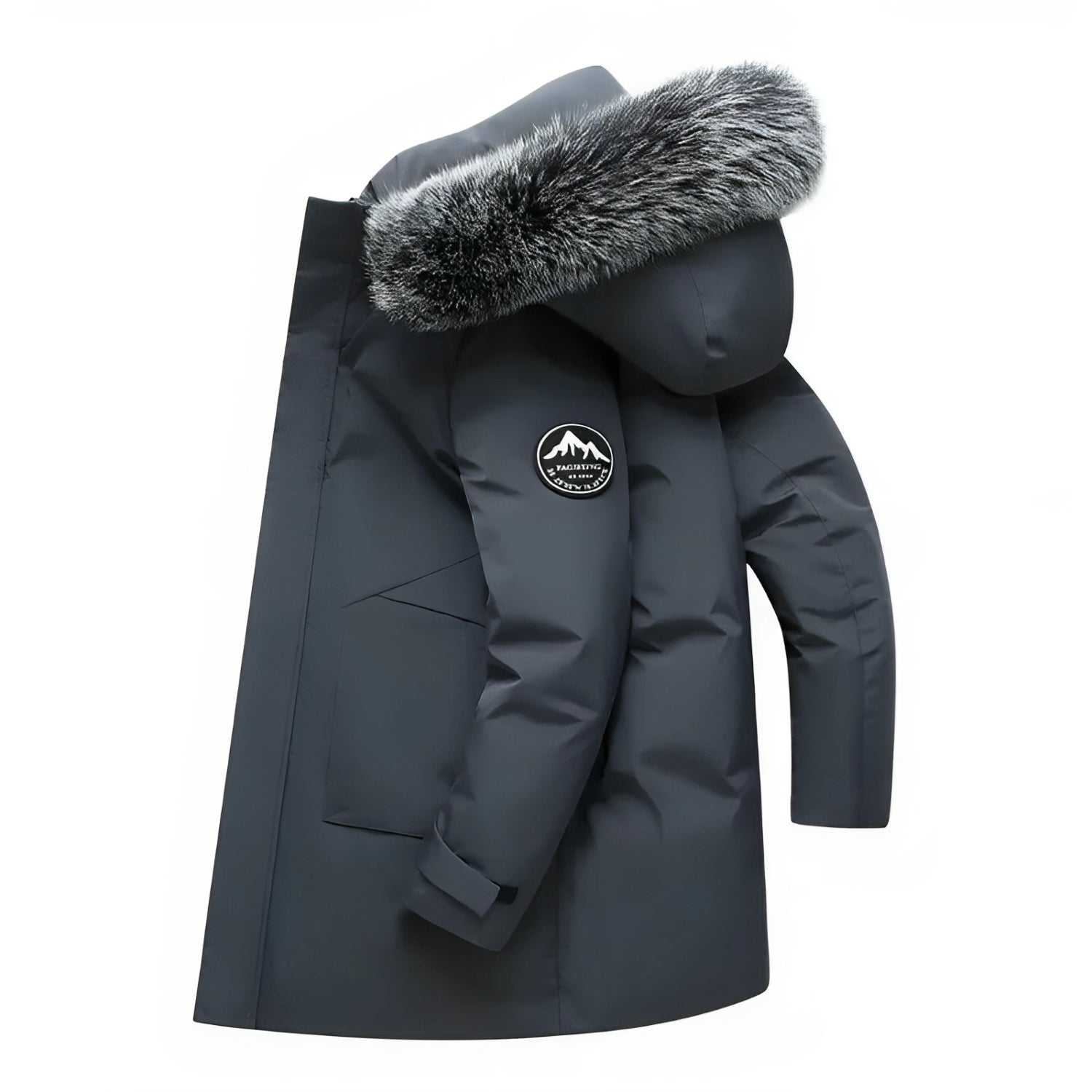 Men's Water-Repellent Winter Jacket with Faux Fur Hood
