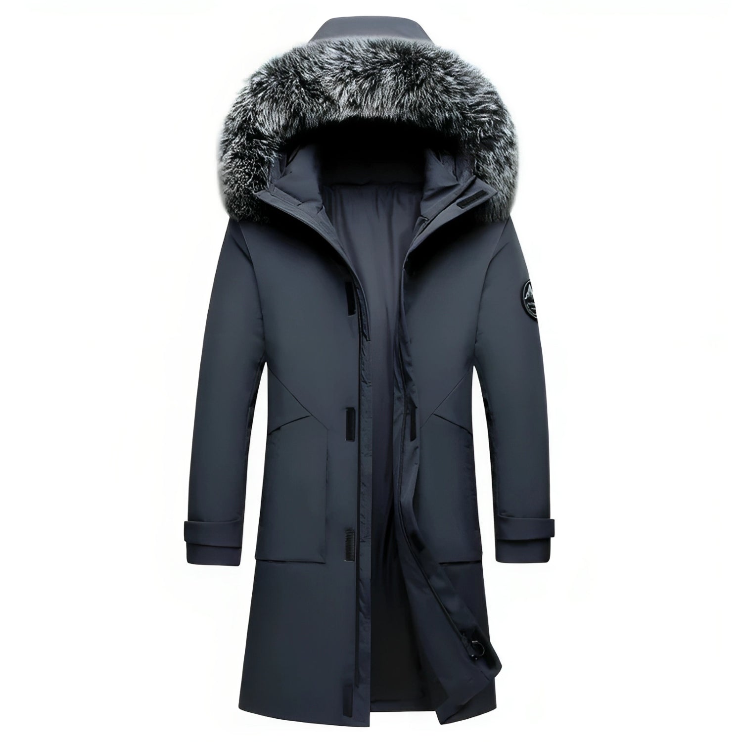 Men's Water-Repellent Winter Jacket with Faux Fur Hood