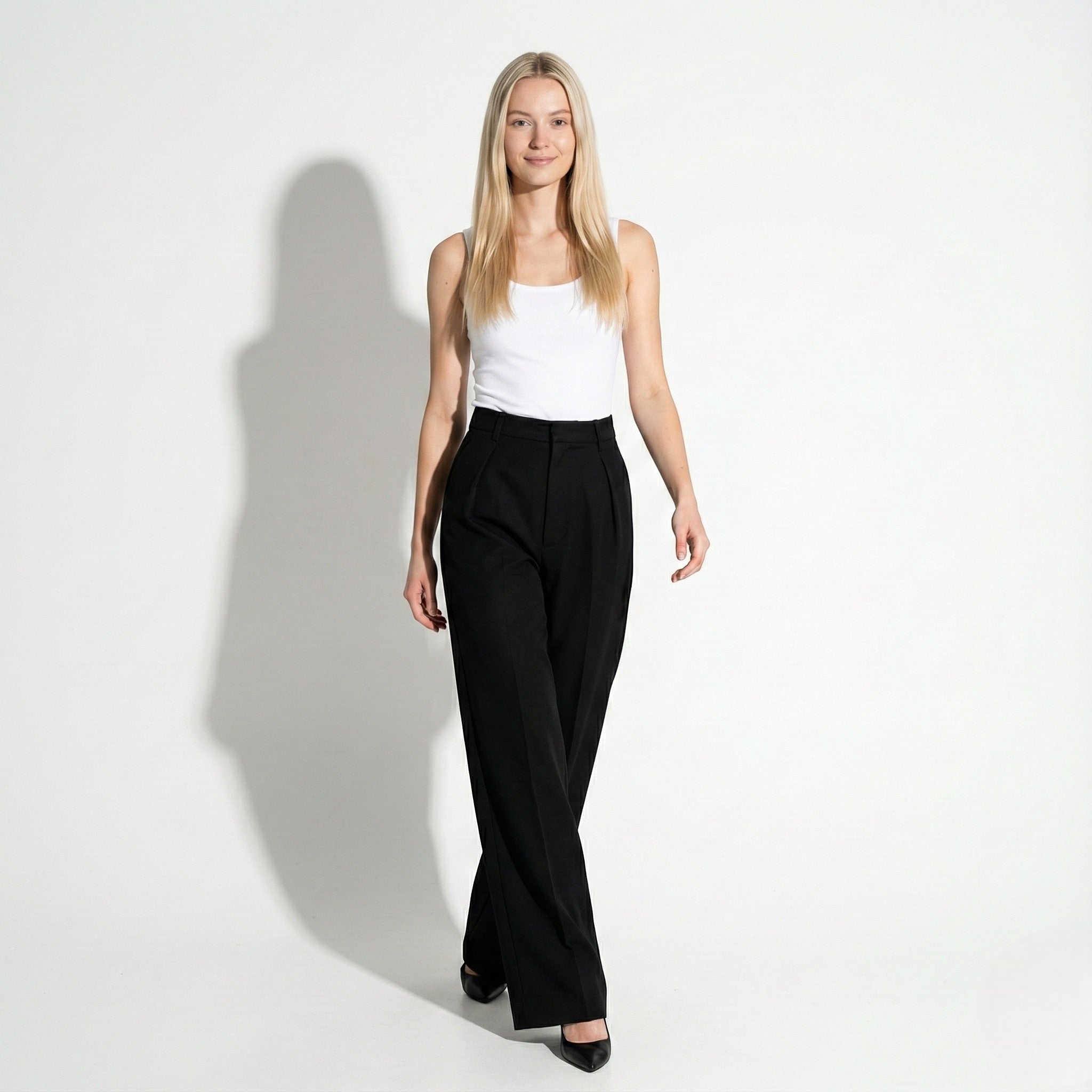 Maisie - Women's Classic Tailored High - Waist Wide - Leg Trousers - Parker&Brooks