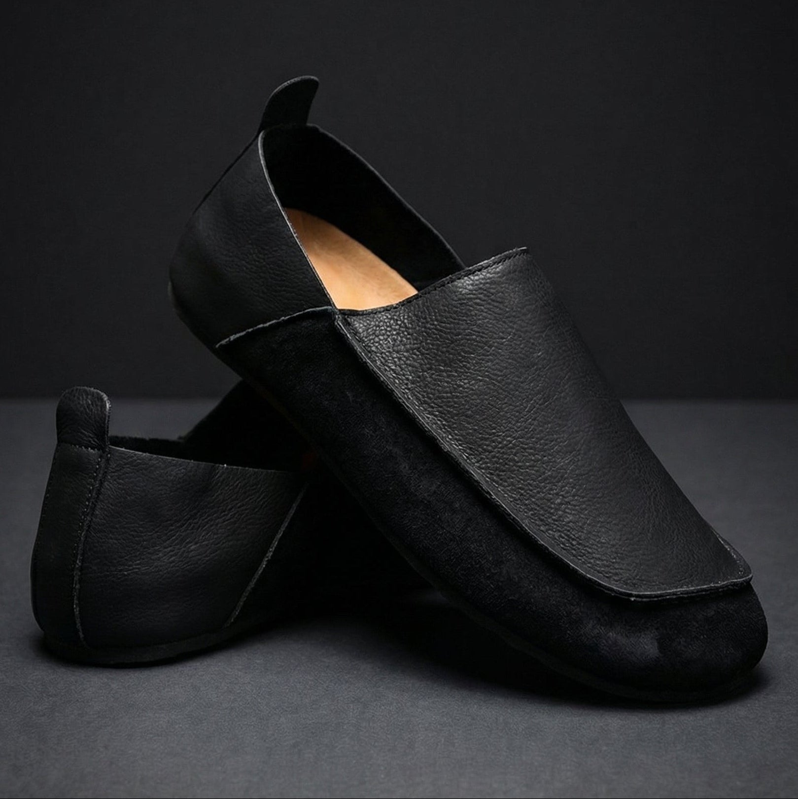 Marcus - Men's Casual Round Toe Flat Loafers - Loafers - Black - Parker&Brooks