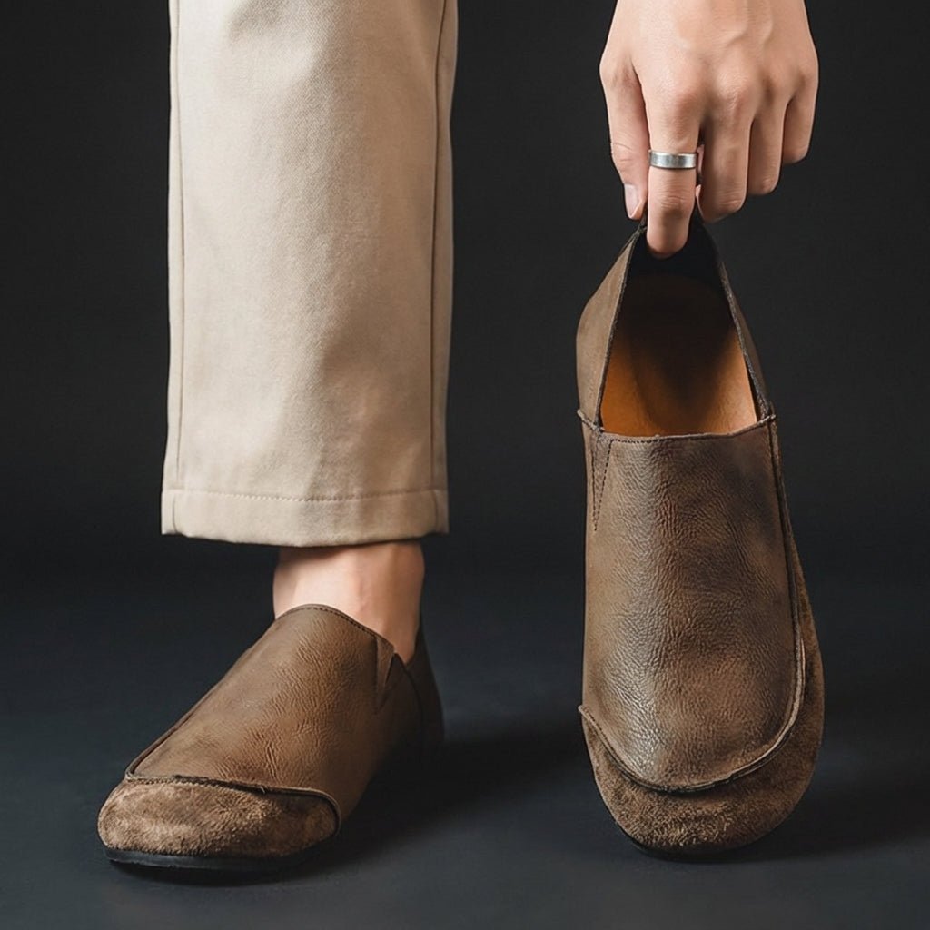 Marcus - Men's Casual Round Toe Flat Loafers - Loafers - Brown - Parker&Brooks