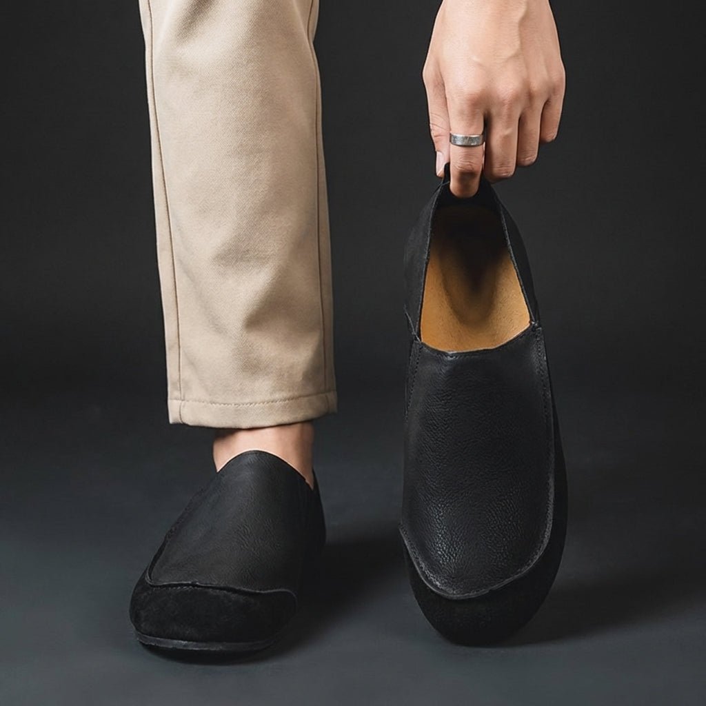 Marcus - Men's Casual Round Toe Flat Loafers - Loafers - Black - Parker&Brooks