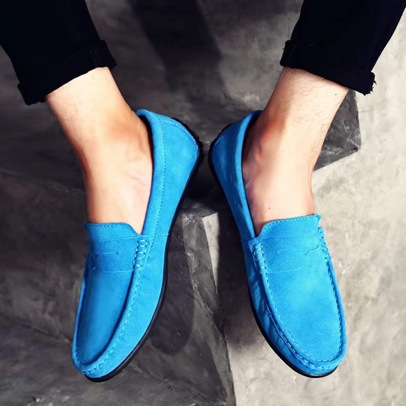 Marcus - Men's Penny Strap Loafers - Loafers - Blue - Parker&Brooks