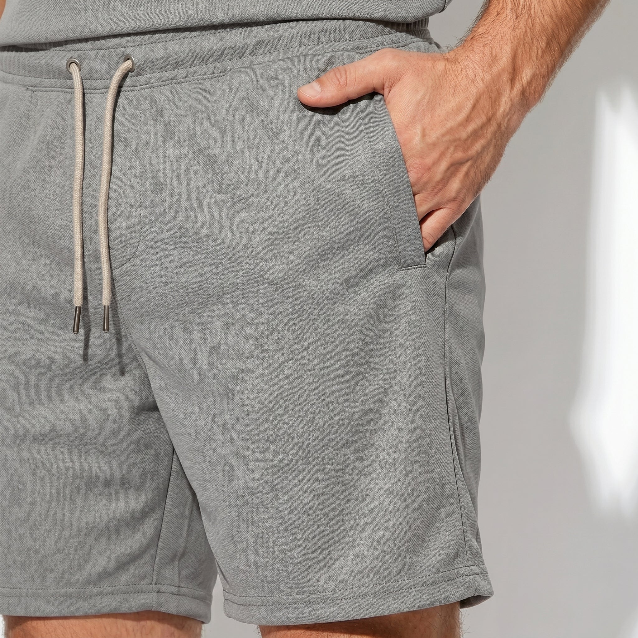 Marcus - Men's Relaxed Fit Drawstring Shorts with Elasticated Waist - Shorts Men - Gray - Parker&Brooks