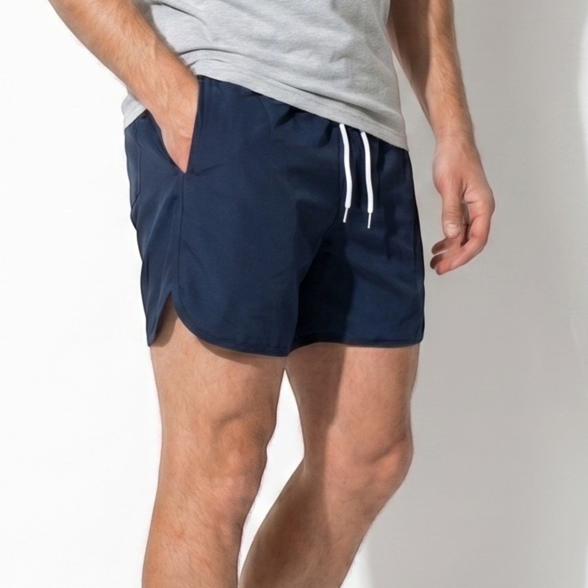 Marcus - Men's Swimming Shorts with Drawstring Waist - Shorts Men - Dark Blue - Parker&Brooks