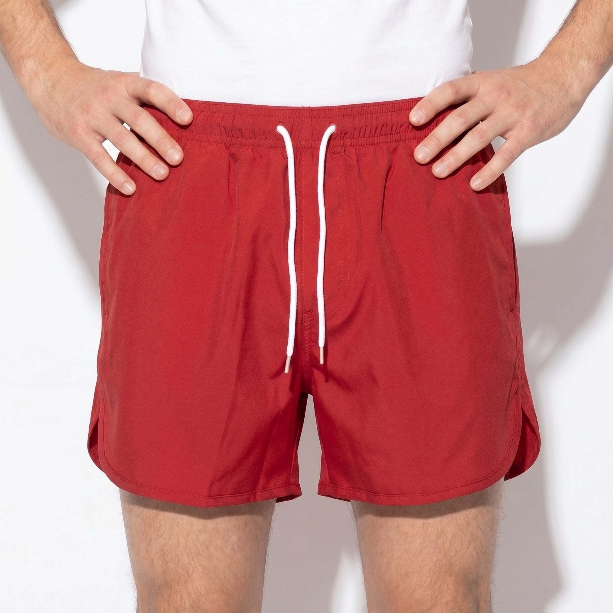 Marcus - Men's Swimming Shorts with Drawstring Waist - Shorts Men - Red - Parker&Brooks