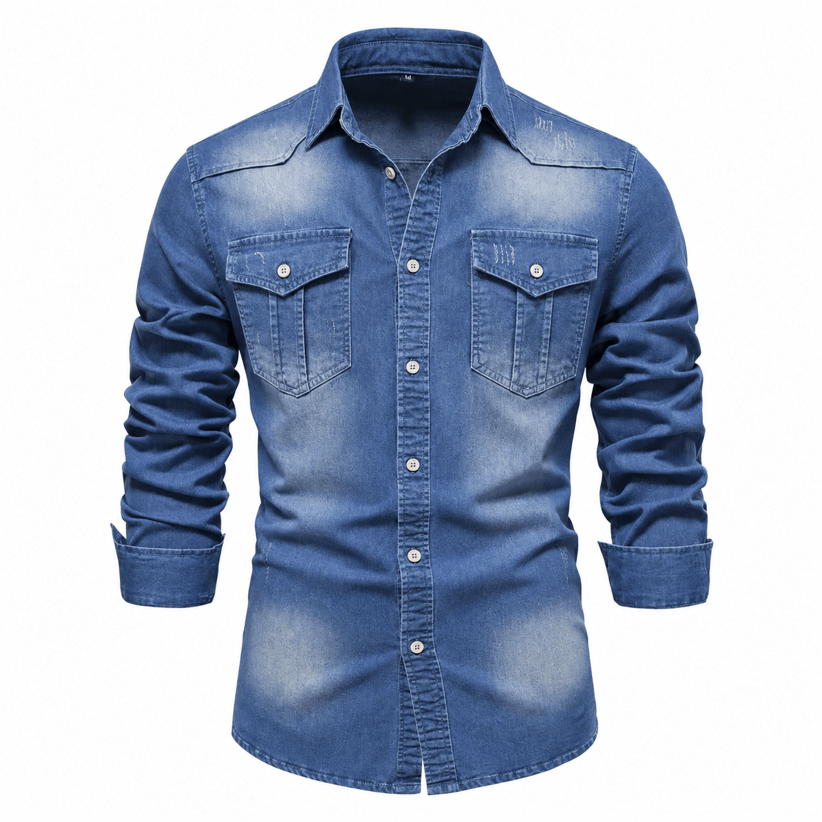 Marcus - Men's Western Style Shirt with Chest Pockets - Shirts - Blue - Parker&Brooks
