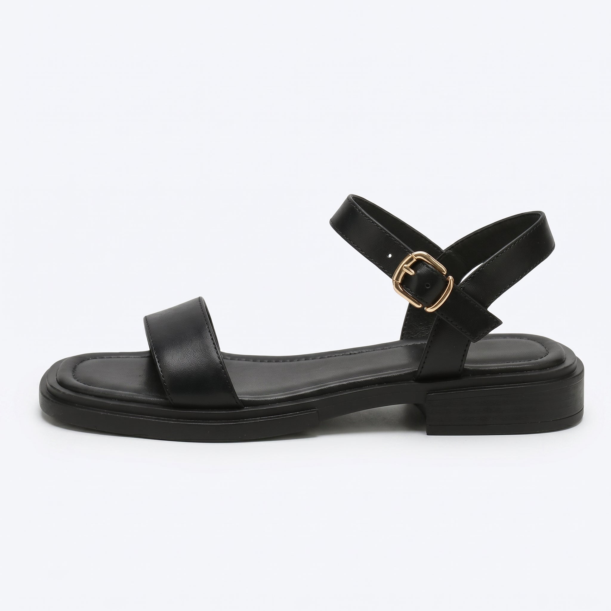 Mathilda - Women's Summer Flat Ankle Strap Sandals - Sandal - Black - Parker&Brooks