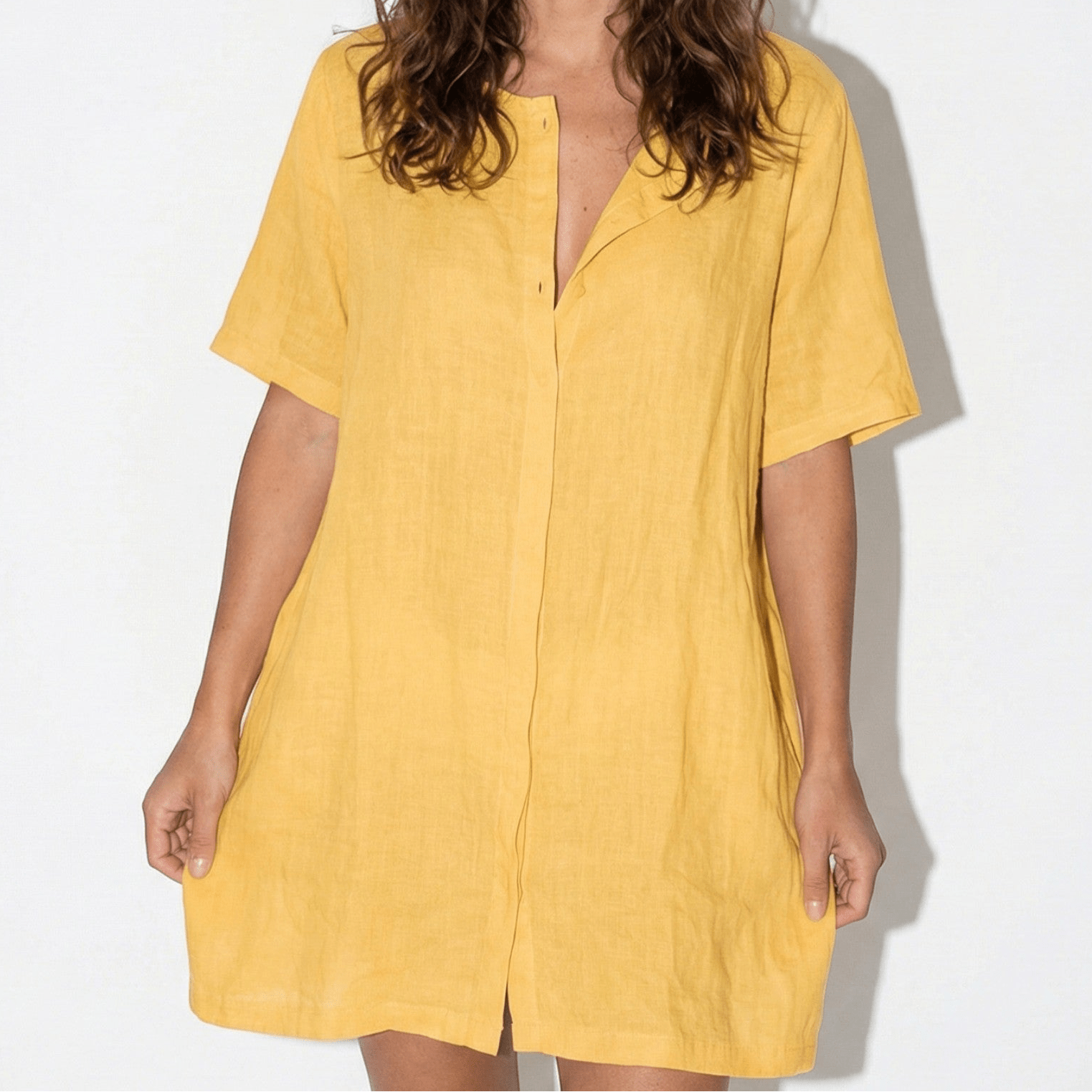 Megan - Women's V - Neck Beach Cover Up Dress - Dress - Yellow - Parker&Brooks