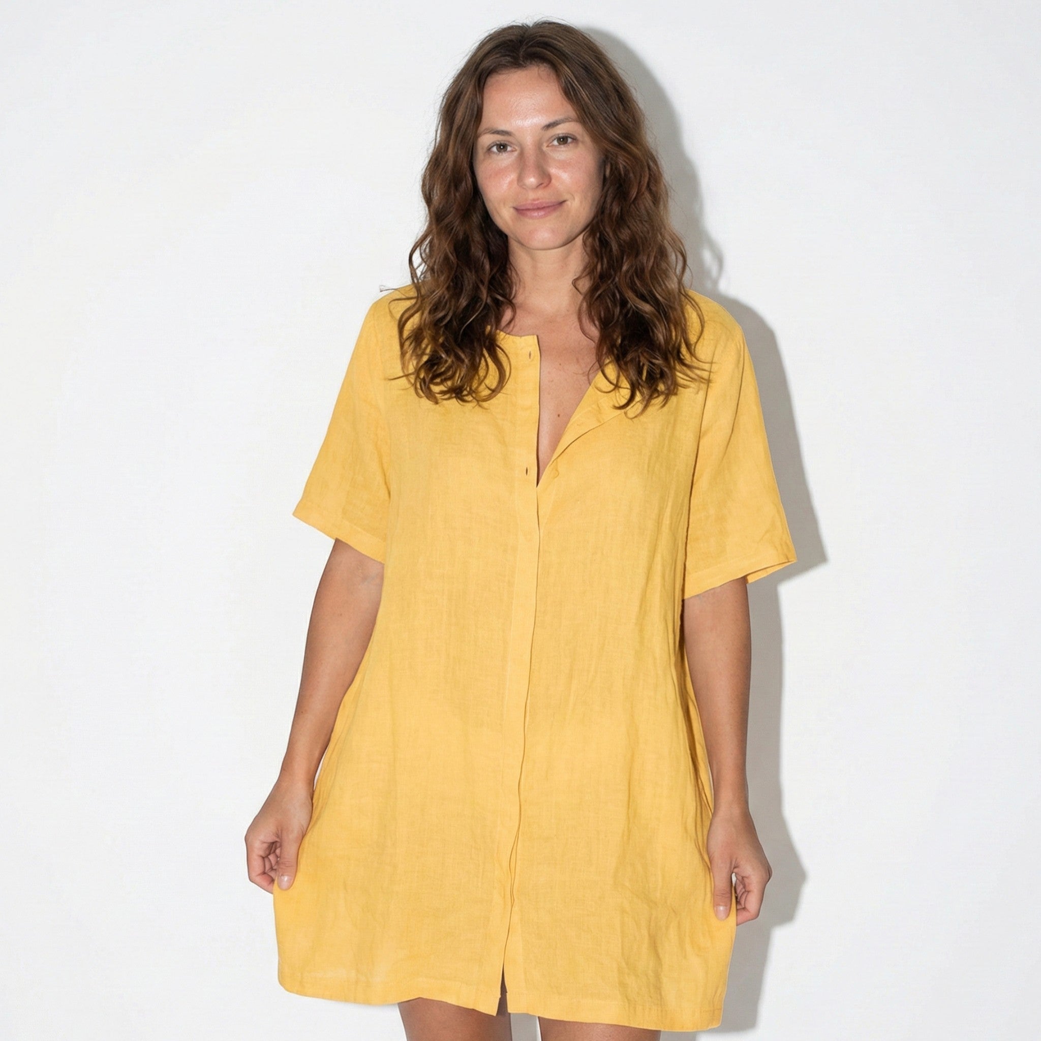 Megan - Women's V - Neck Beach Cover Up Dress - Dress - Yellow - Parker&Brooks
