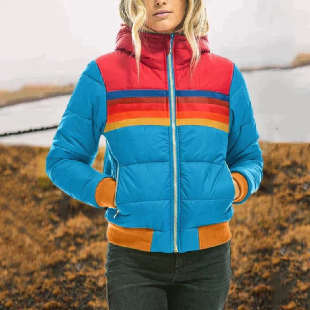 Mia – Colorblock Down Jacket with High Collar