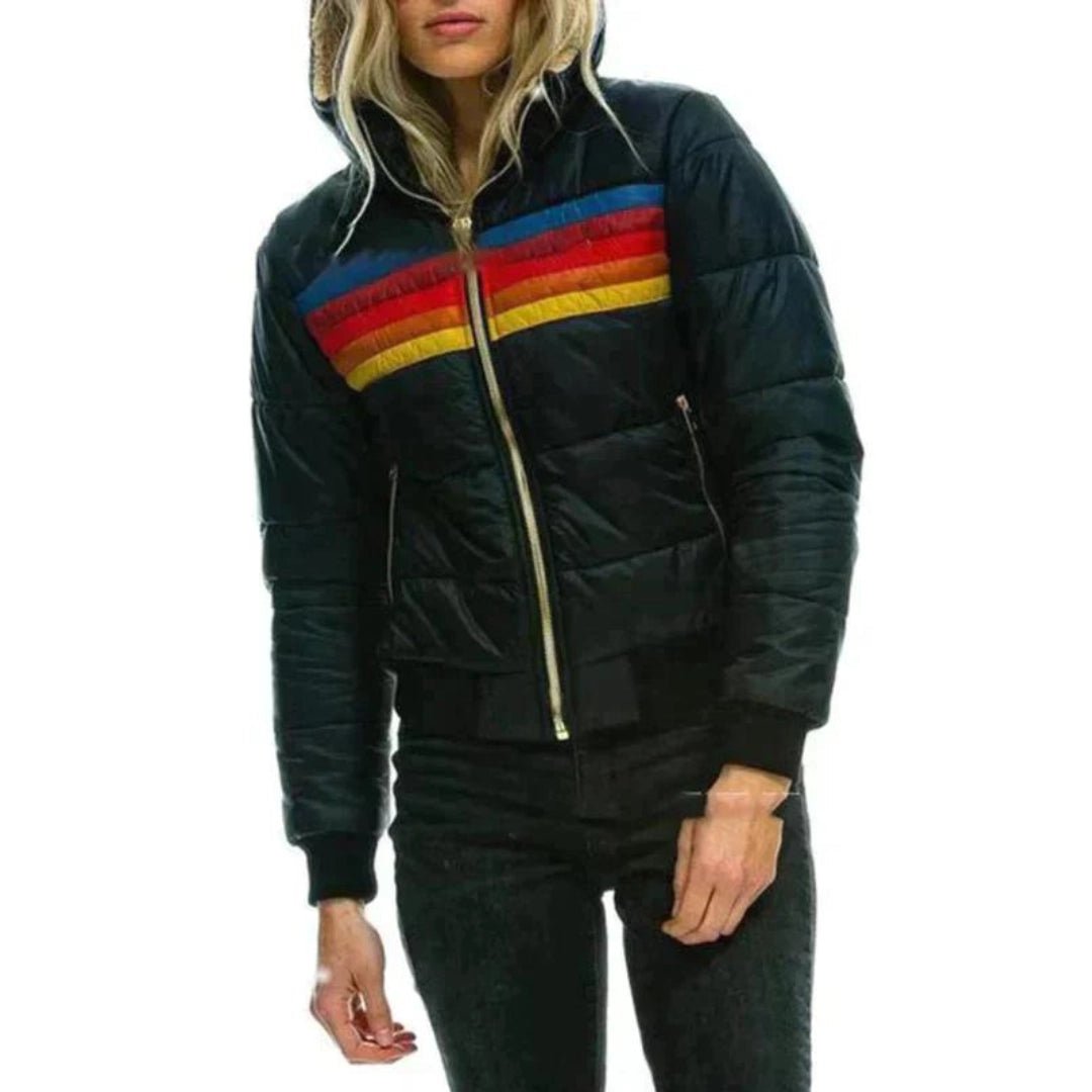 Mia – Colorblock Down Jacket with High Collar
