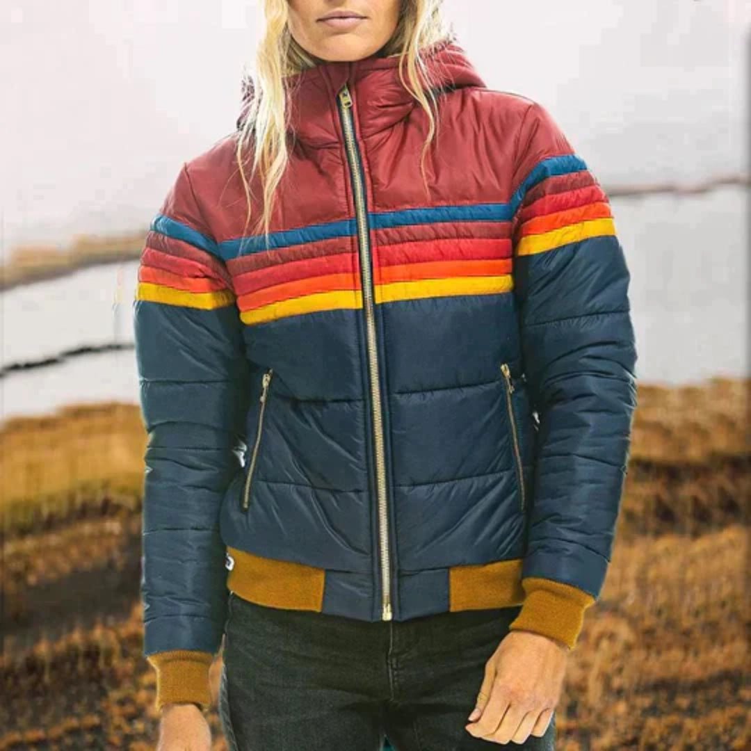 Mia – Colorblock Down Jacket with High Collar