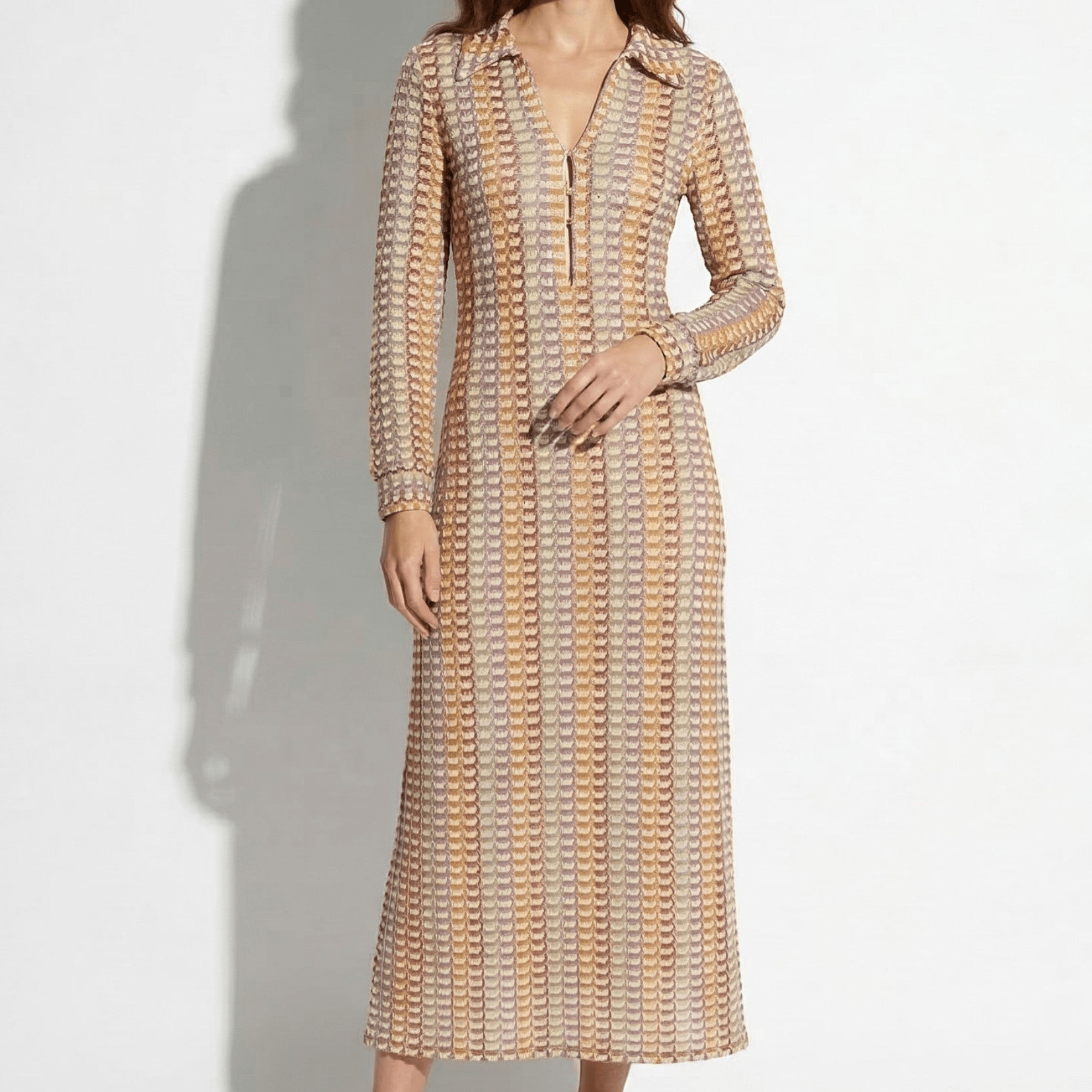 Mia - Women's Summer Long Sleeve Maxi Dress - Maxi Dresses - Brown - Parker&Brooks