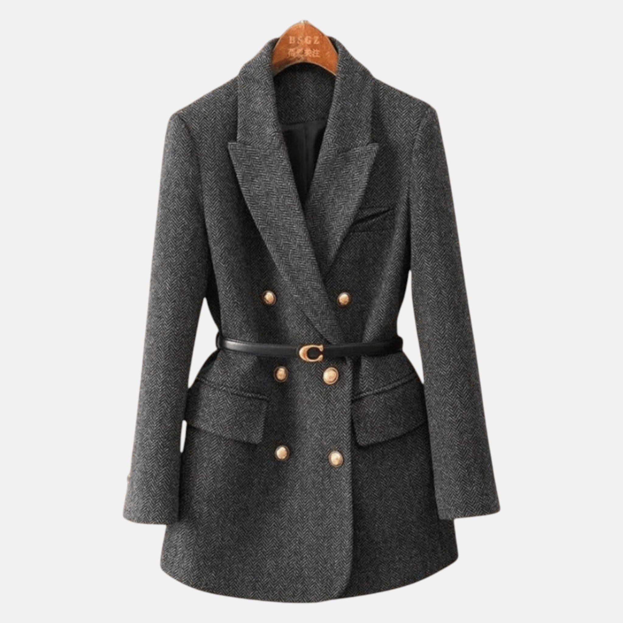 Mia – Women’s Wool Coat with Button Closure