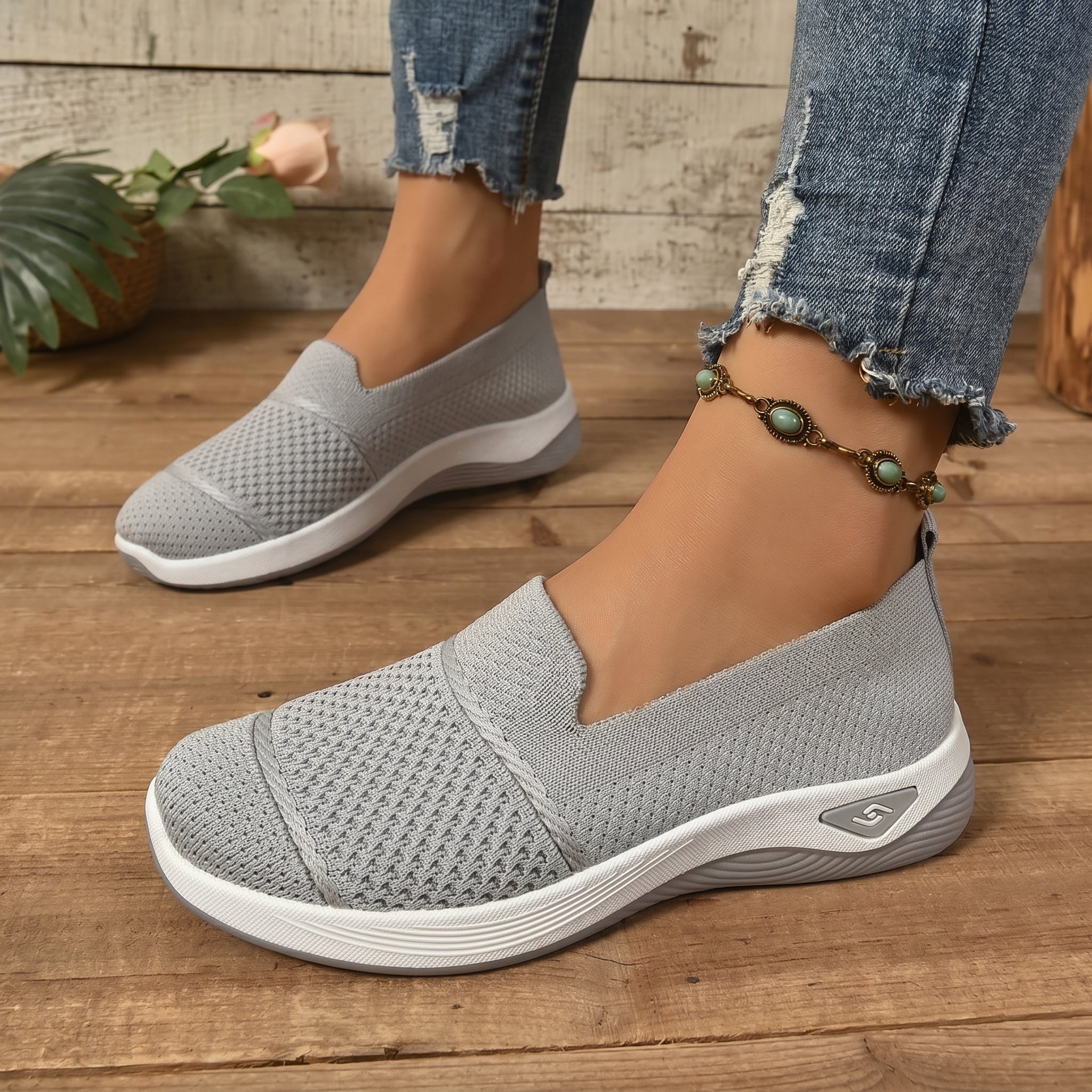 Monika - Women's Orthopedic Cushioned Slip-On Sneaker - Orthopaedic Shoes - Gray - Parker&Brooks
