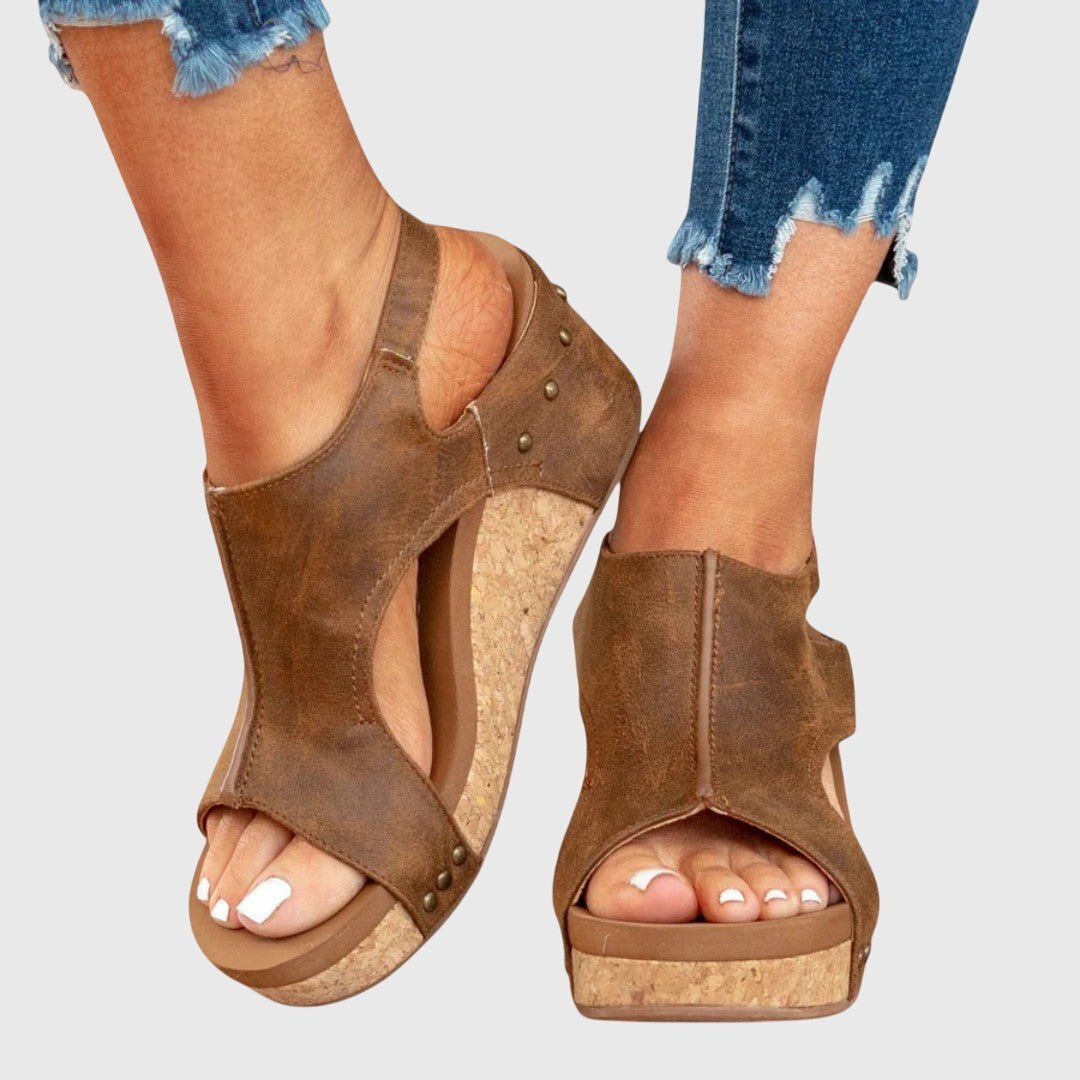 Nadia - Women's Open Toe Orthopedic Sandals - Sandals - Brown - Parker&Brooks