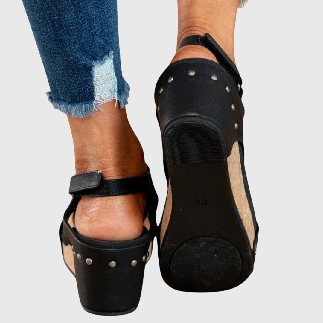 Nadia - Women's Open Toe Orthopedic Sandals - Sandals - Black - Parker&Brooks