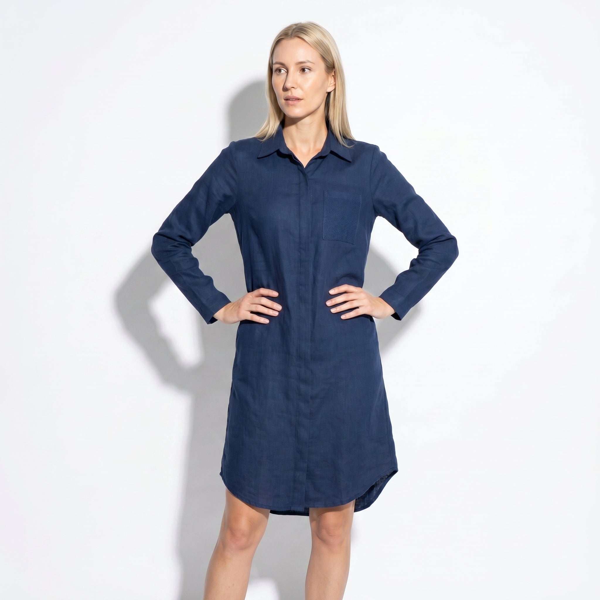 Nicole - Women's Summer Formal Midi Dress - Midi Dress - Navy Blue - Parker&Brooks