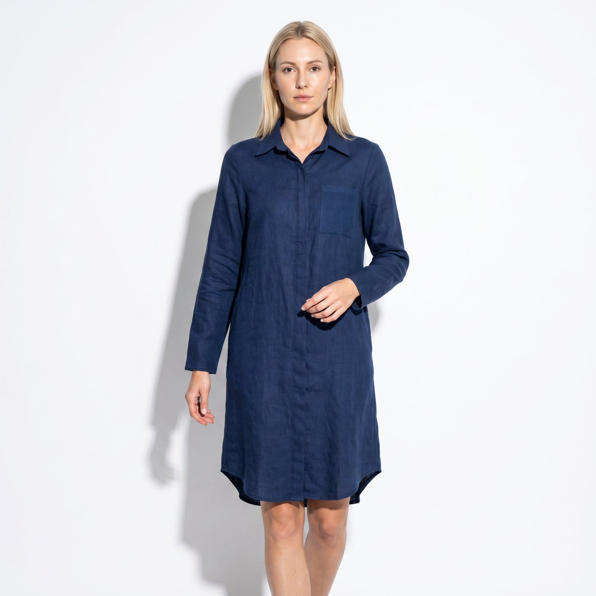 Nicole - Women's Summer Formal Midi Dress - Midi Dress - Navy Blue - Parker&Brooks
