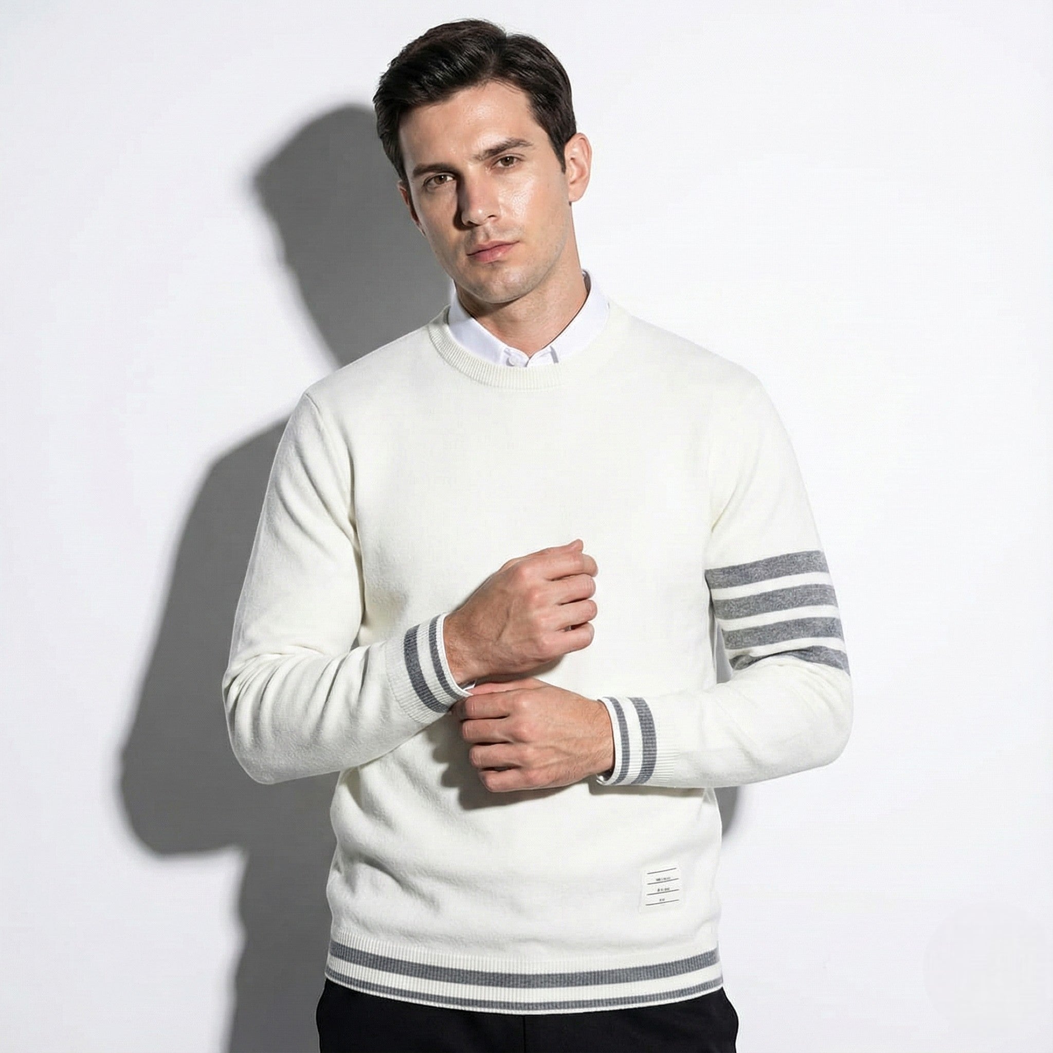 Nils – Men’s Cotton Knit Sweater with Stripe Pattern