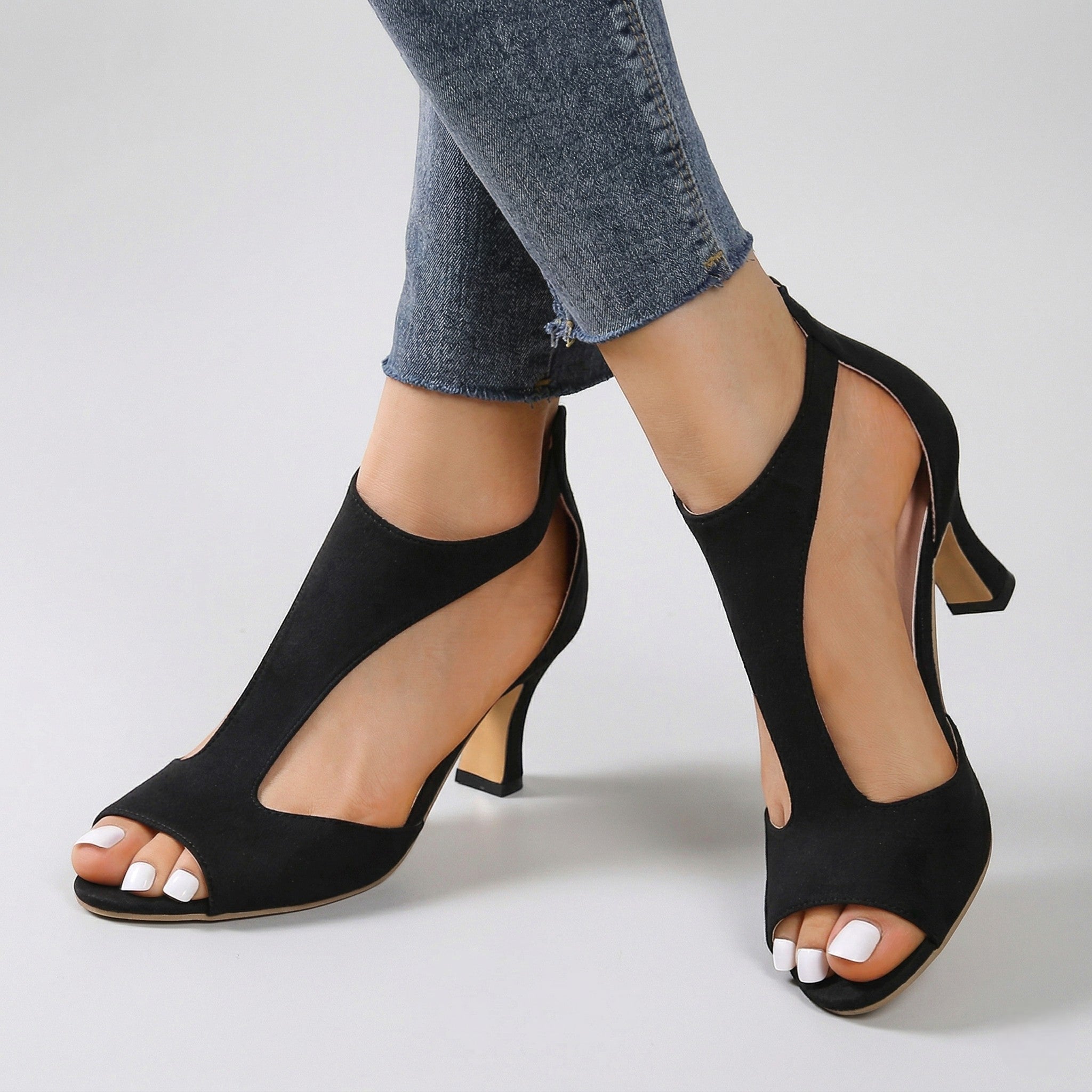 Nina - Women's Party Cut - Out Sandals - Sandals - Black - Parker&Brooks