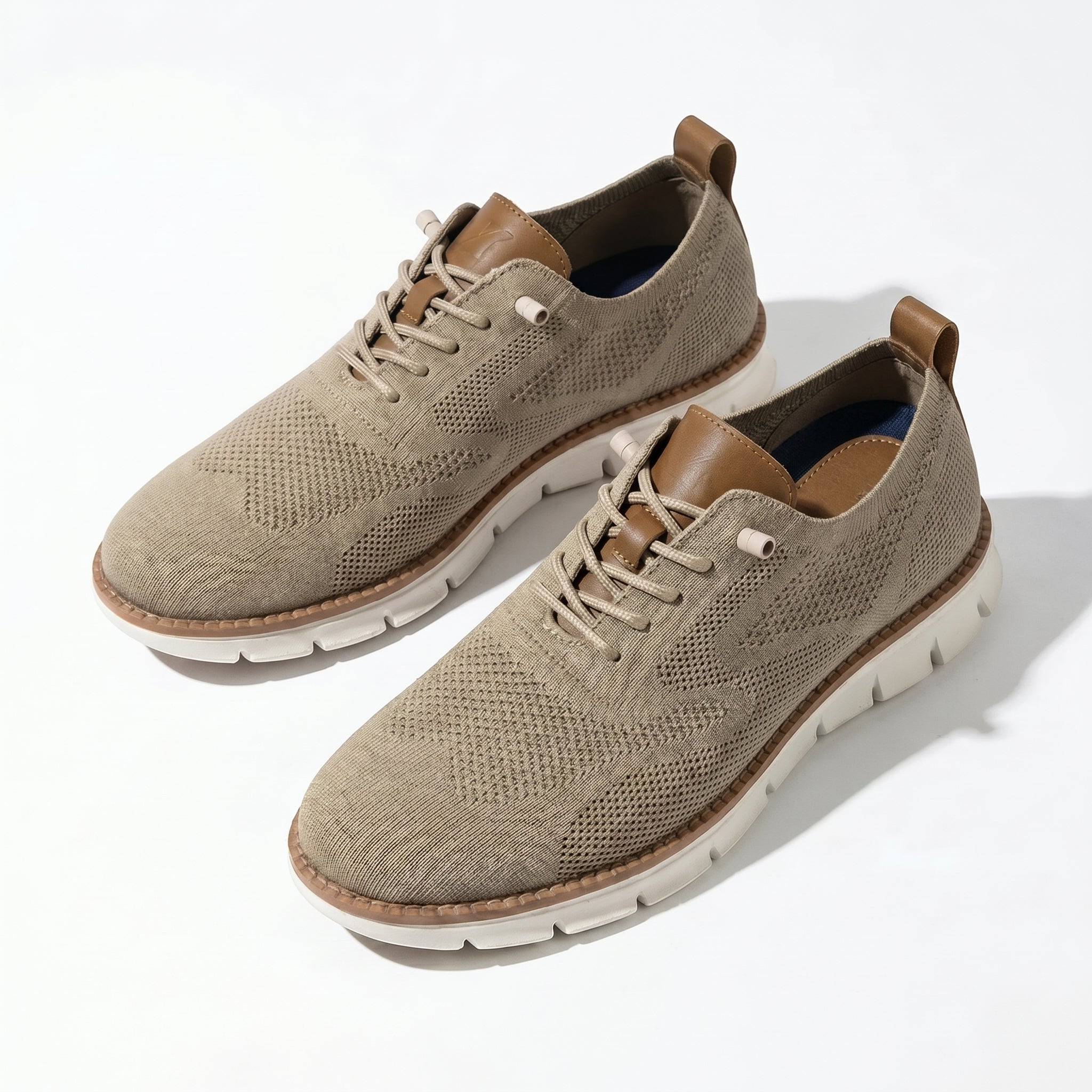 Noah - Men's Breathable Knit Sneakers - Shoes - Khaki - Parker&Brooks