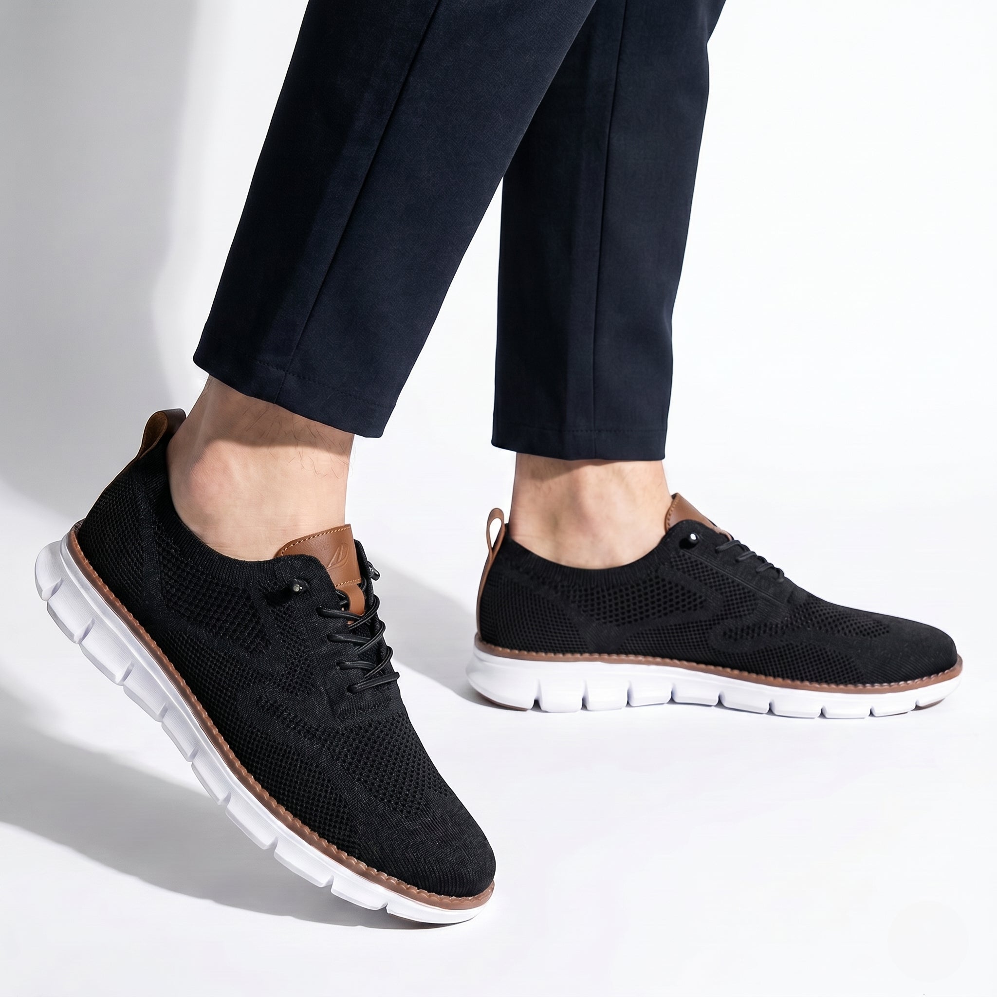 Noah - Men's Breathable Knit Sneakers - Shoes - Black - Parker&Brooks