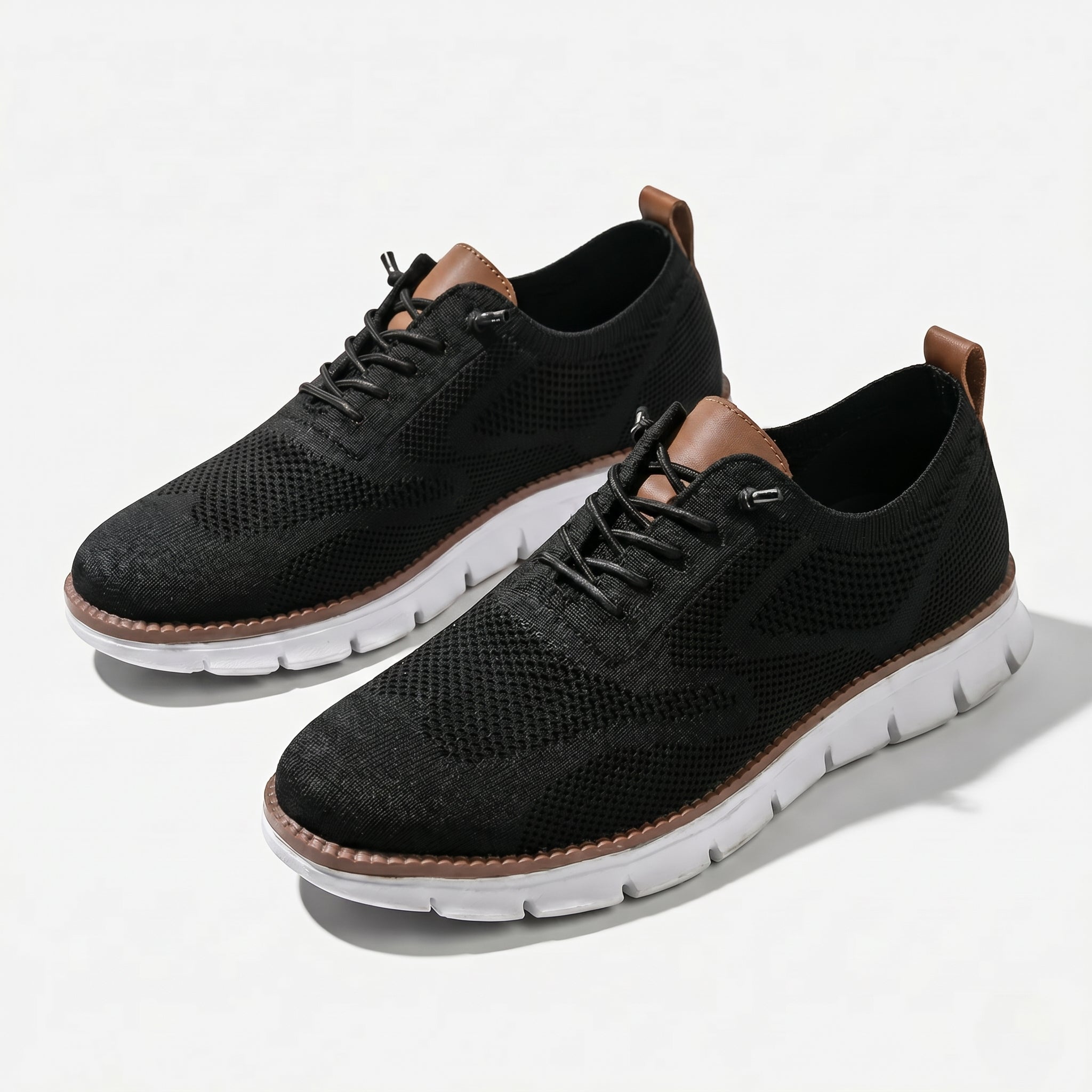Noah - Men's Breathable Knit Sneakers - Shoes - Black - Parker&Brooks